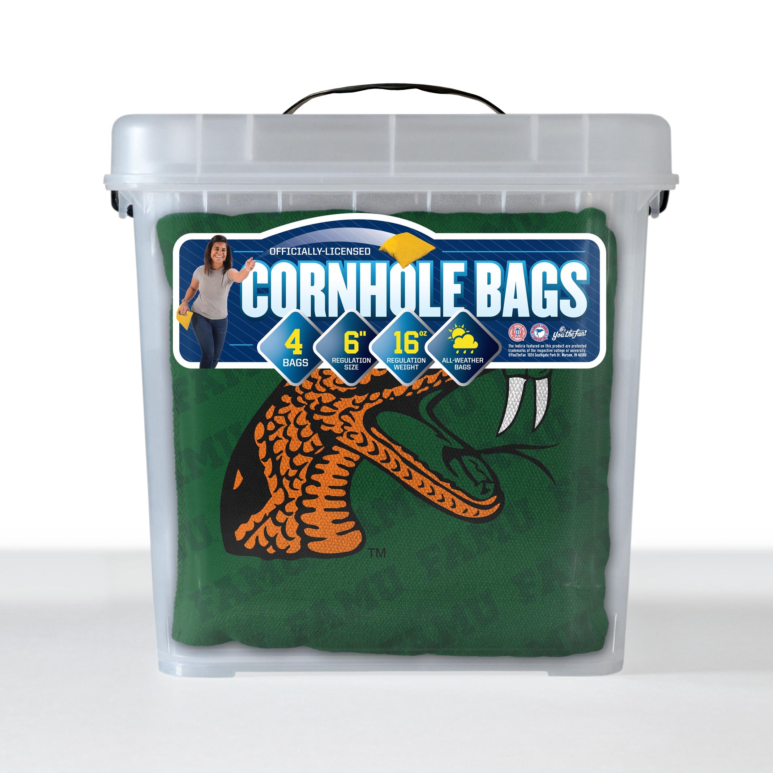 YouTheFan NCAA Florida A&M Rattler - Cornhole Bags - 4PK - Green - Sports Collectibles, Sports Memorabilia, Sports Fan Shop, Sports Gifts
