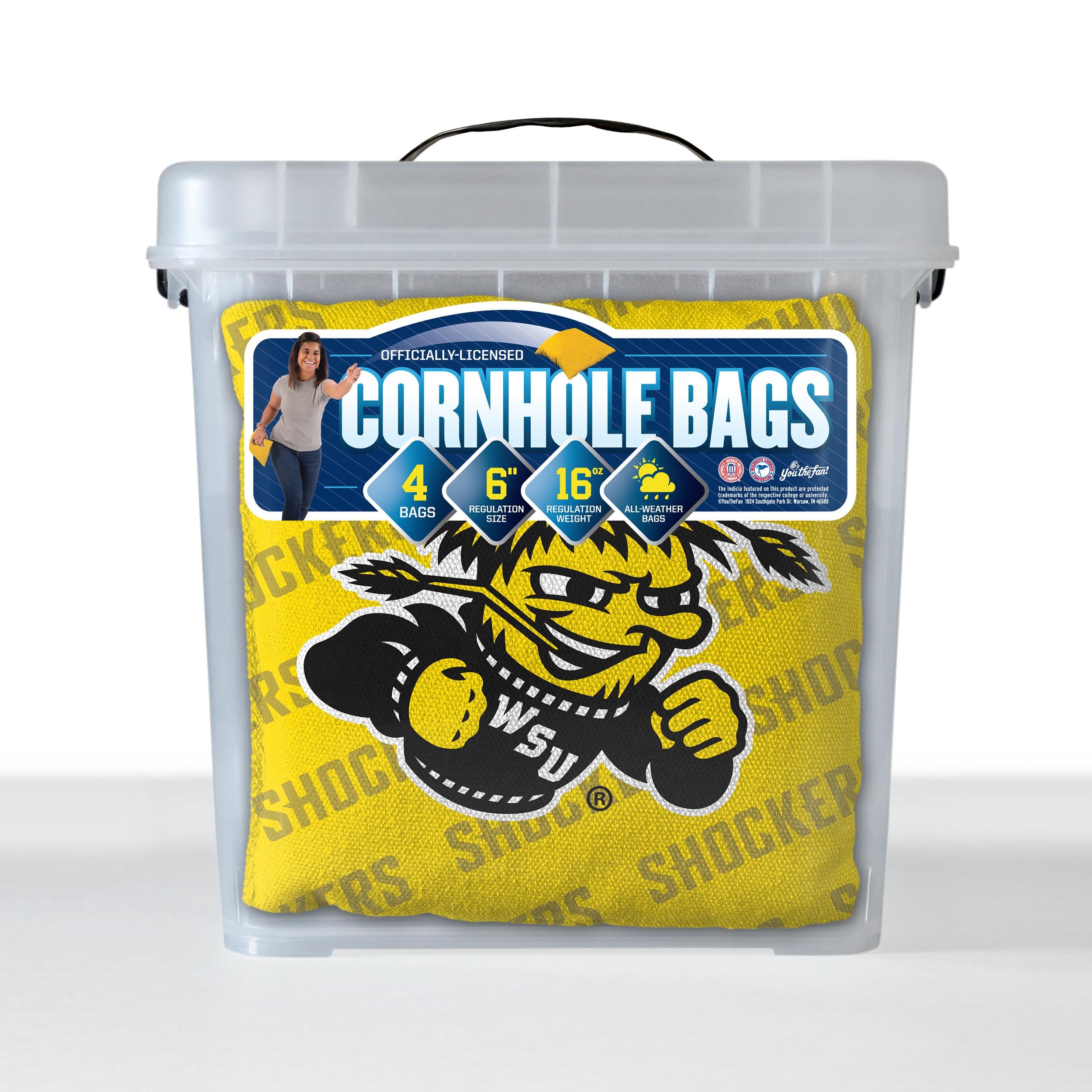 YouTheFan NCAA Wichita State Shockers Cornhole Bags - 4PK - Yellow - Sports Collectibles, Sports Memorabilia, Sports Fan Shop, Sports Gifts