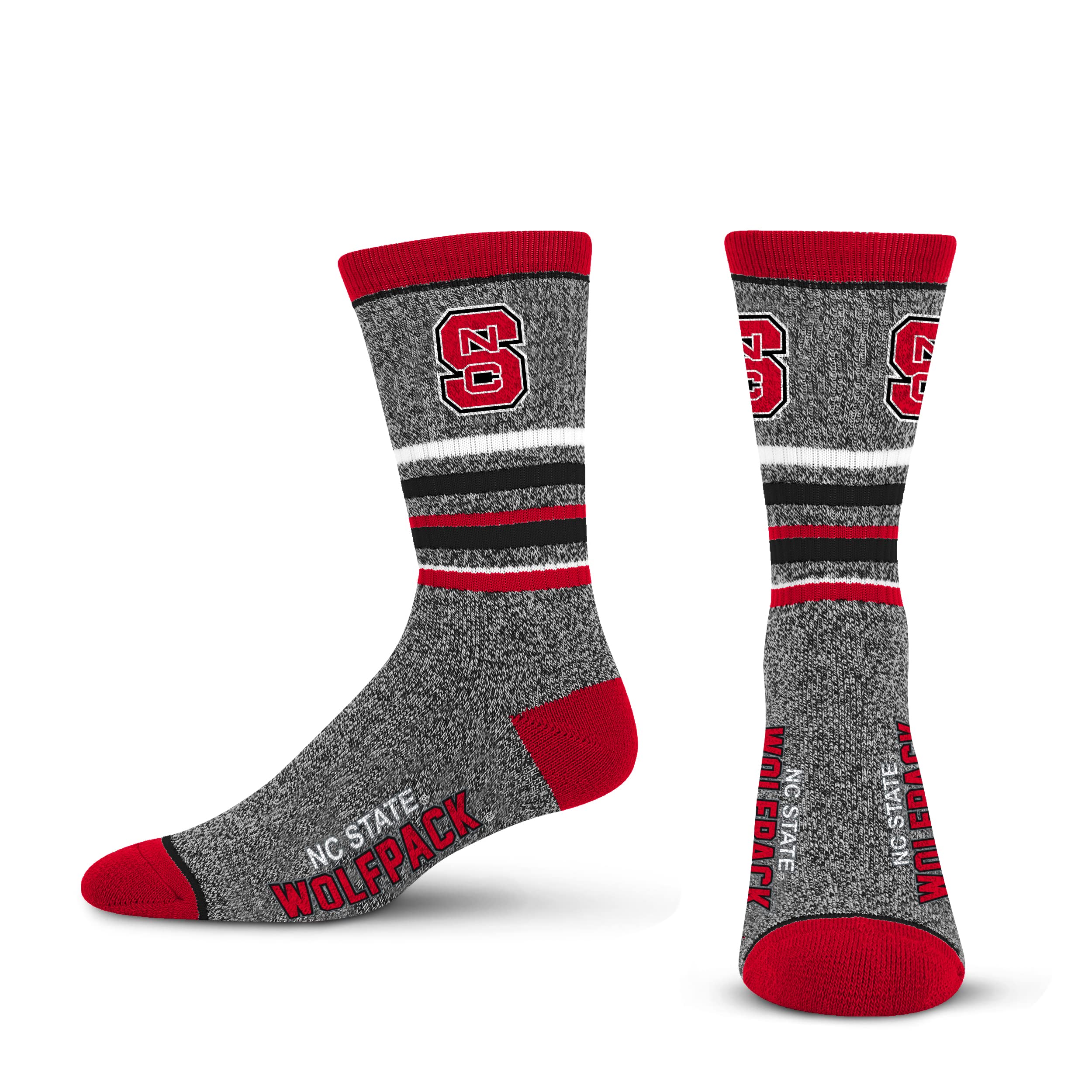 For Bare Feet Mens NCAA NC State Wolfpack 5 Star Crew Sock Marble Grey Large - Sports Gifts, Sports Memorabilia, Sports Collectibles, Fan Shop