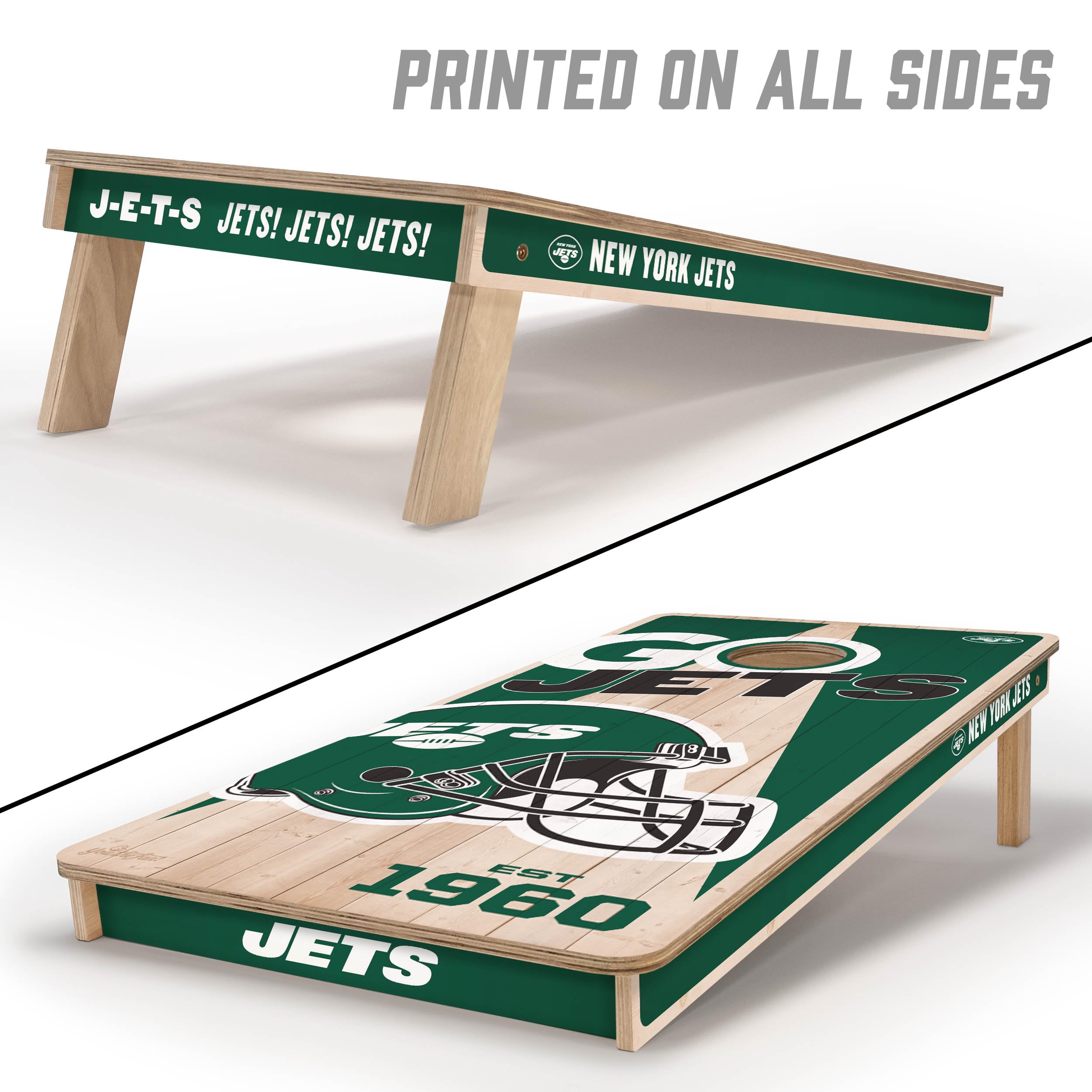 YouTheFan NFL New York Jets 2’ x 4’ Professional Wood Cornhole Game with Logo Bags - Sports Collectibles, Sports Memorabilia, Sports Fan Shop, Sports Gifts