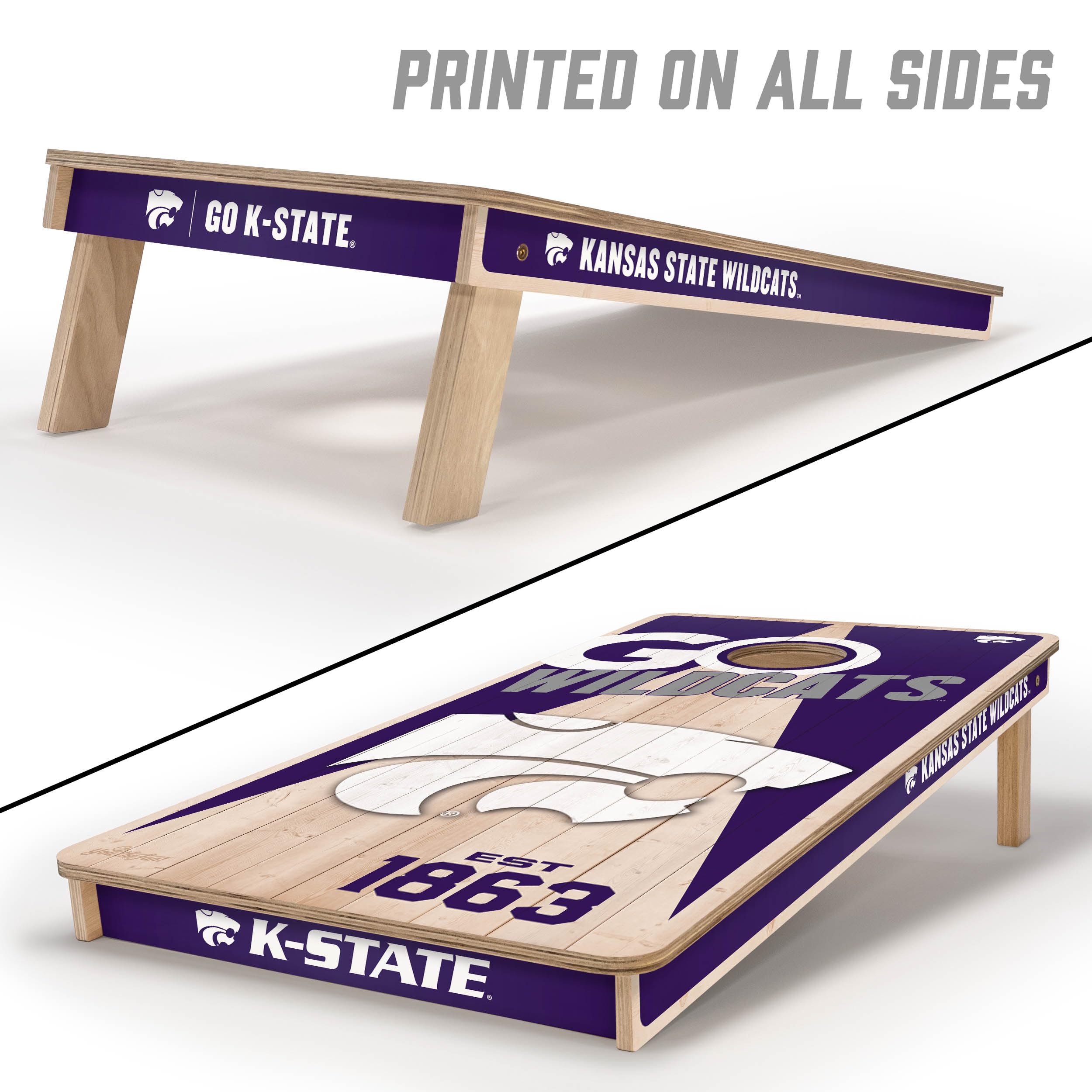 YouTheFan NCAA Kansas State Wildcats 2’ x 4’ Professional Wood Cornhole Game with Logo Bags - Sports Collectibles, Sports Memorabilia, Sports Fan Shop, Sports Gifts