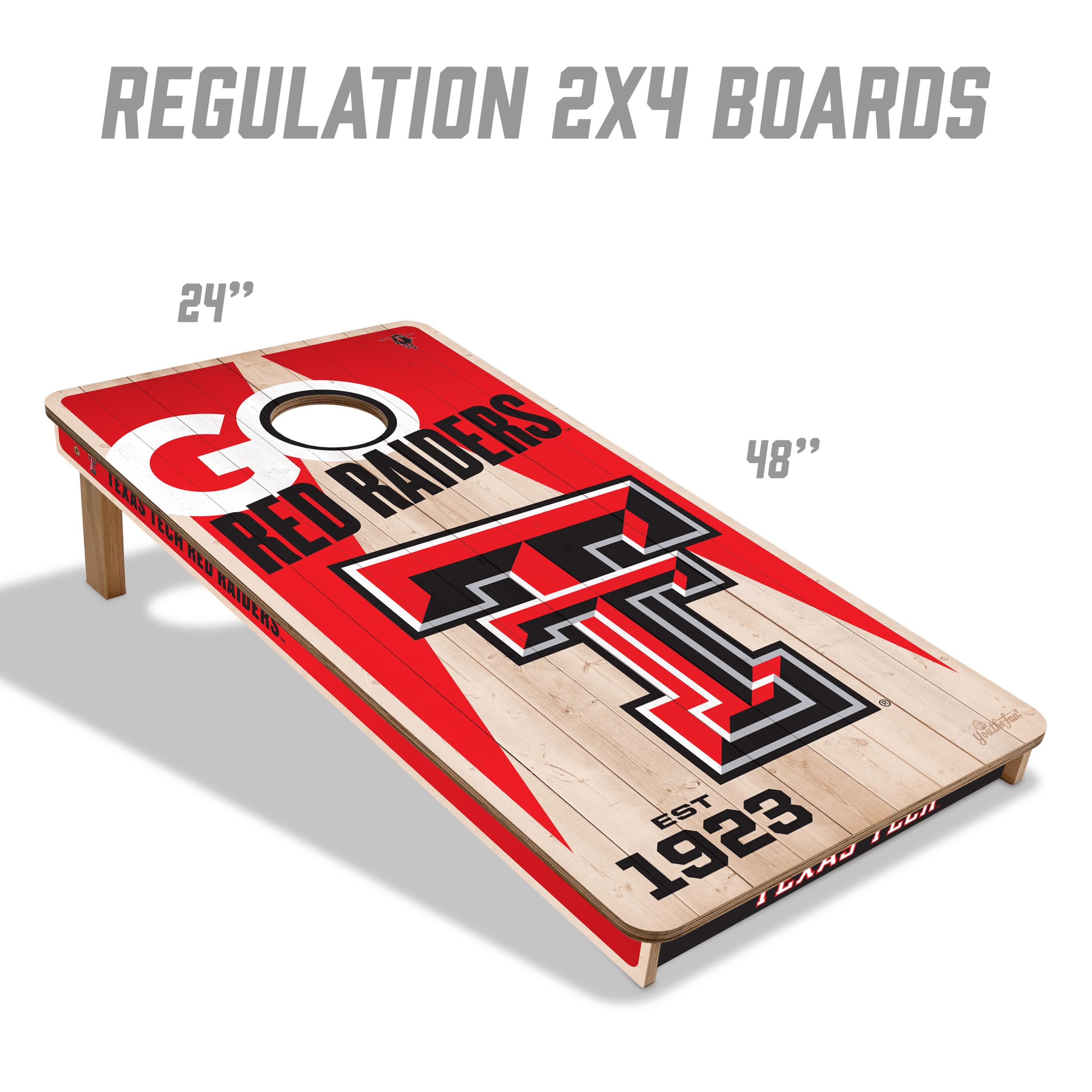 YouTheFan NCAA Texas Tech Red Raiders 2’ x 4’ Professional Wood Cornhole Game with Logo Bags - Sports Collectibles, Sports Memorabilia, Sports Fan Shop, Sports Gifts