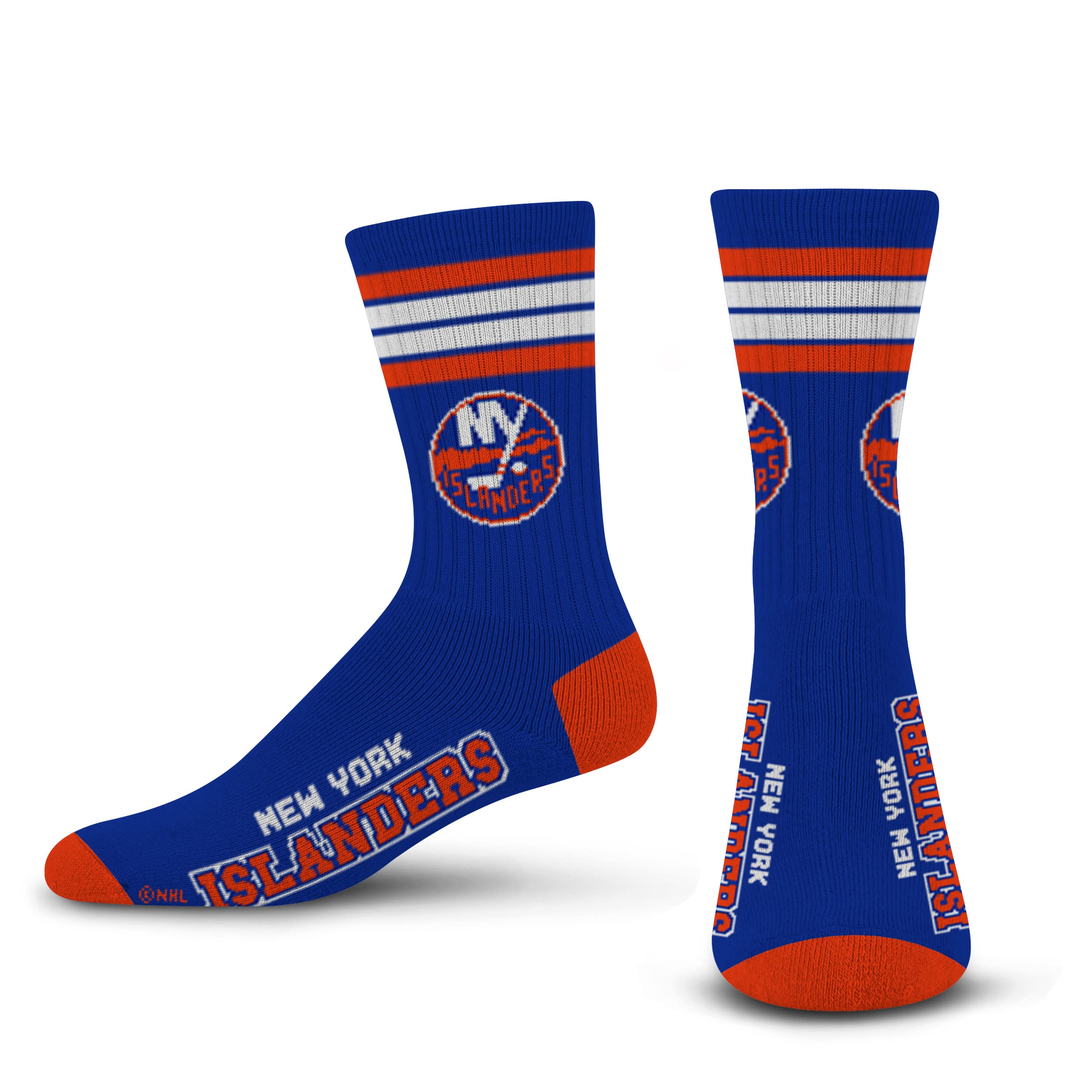 For Bare Feet NHL New York Islanders 4 Stripe Deuce Crew Sock Team Color MEDIUM - Sports Gifts, Sports Memorabilia, Sports Collectibles, Fan Shop