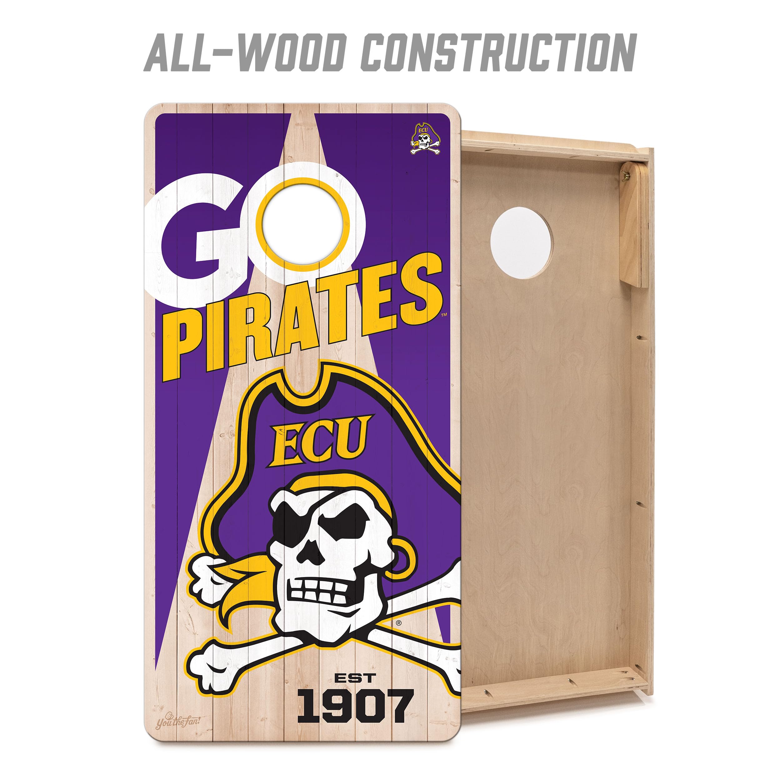 YouTheFan NCAA East Carolina Pirates 2’ x 4’ Professional Wood Cornhole Game with Logo Bags - Sports Collectibles, Sports Memorabilia, Sports Fan Shop, Sports Gifts