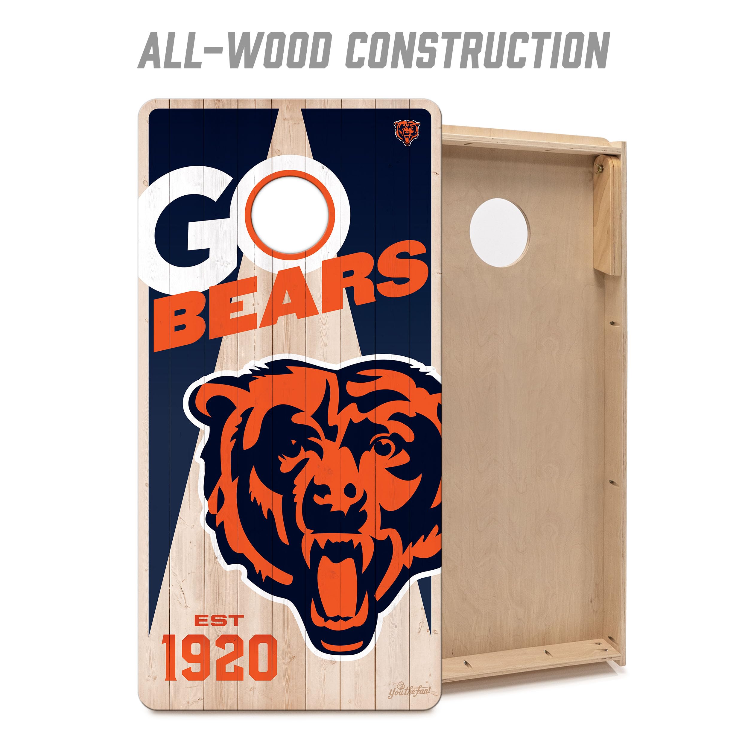 YouTheFan NFL Chicago Bears 2’ x 4’ Professional Wood Cornhole Game with Logo Bags - Sports Collectibles, Sports Memorabilia, Sports Fan Shop, Sports Gifts