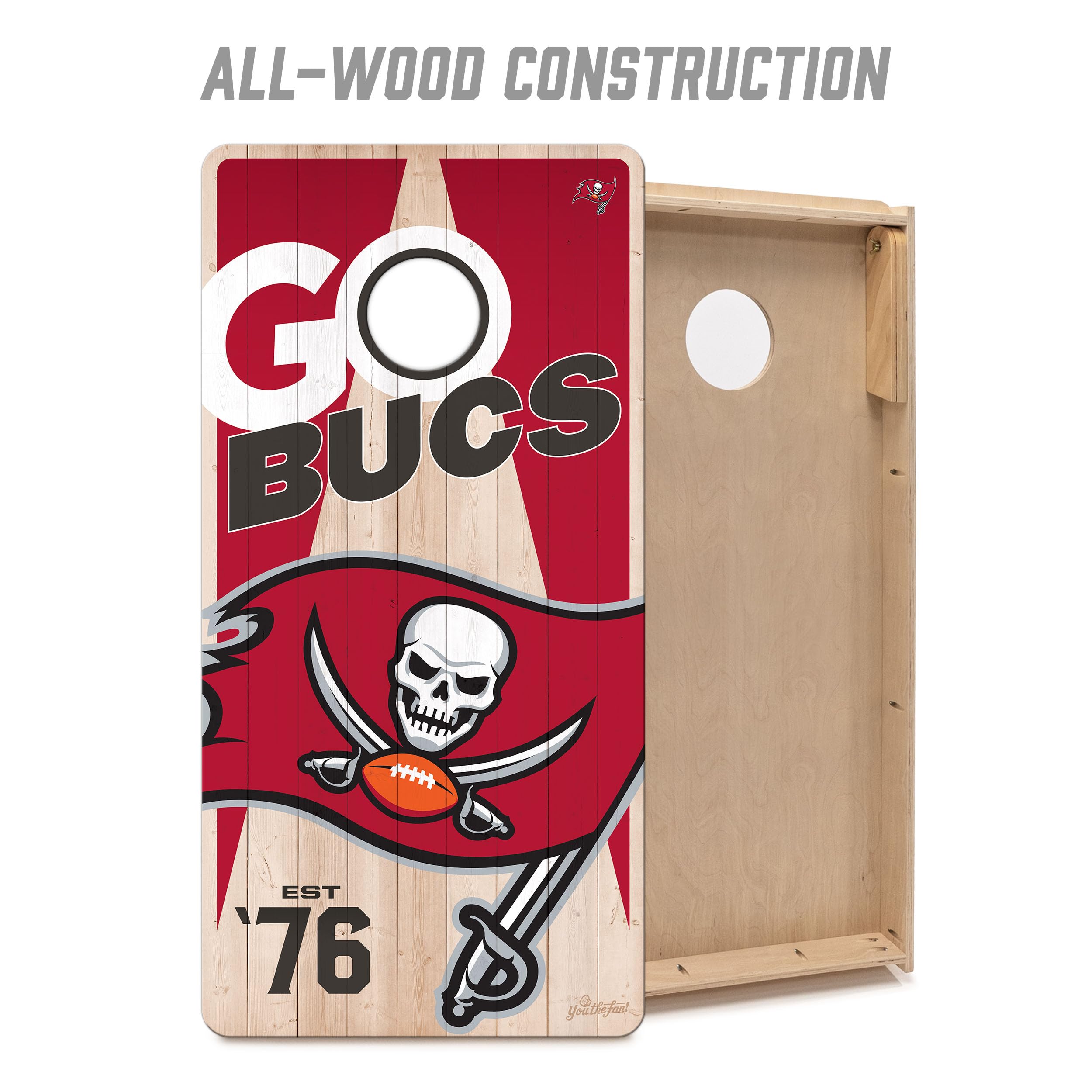 YouTheFan NFL Tampa Bay Buccaneers 2’ x 4’ Professional Wood Cornhole Game with Logo Bags - Sports Collectibles, Sports Memorabilia, Sports Fan Shop, Sports Gifts