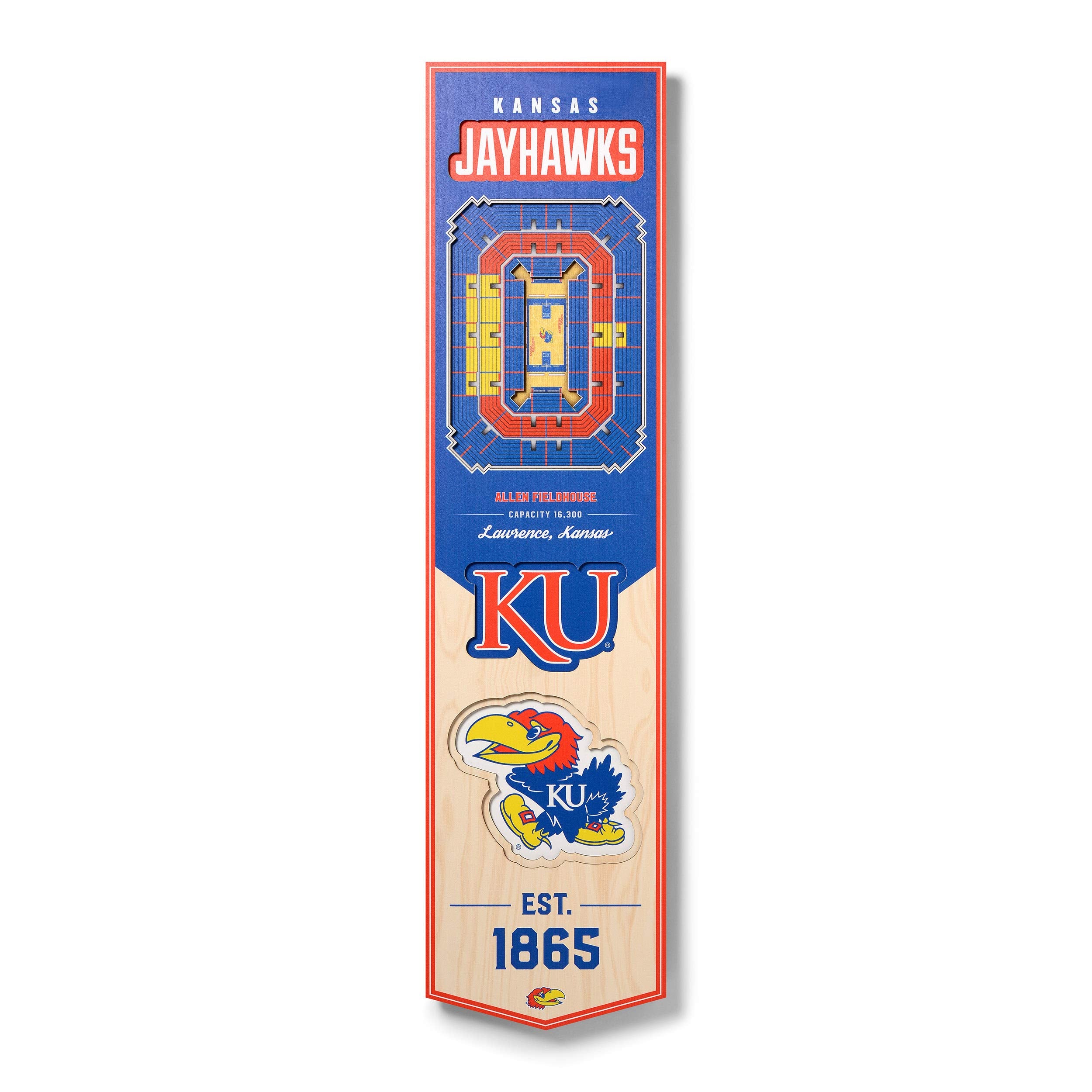 YouTheFan NCAA Kansas Jayhawks 3D Stadium 8x32 Banner - Allen Fieldhouse - Sports Collectibles, Sports Memorabilia, Sports Fan Shop, Sports Gifts