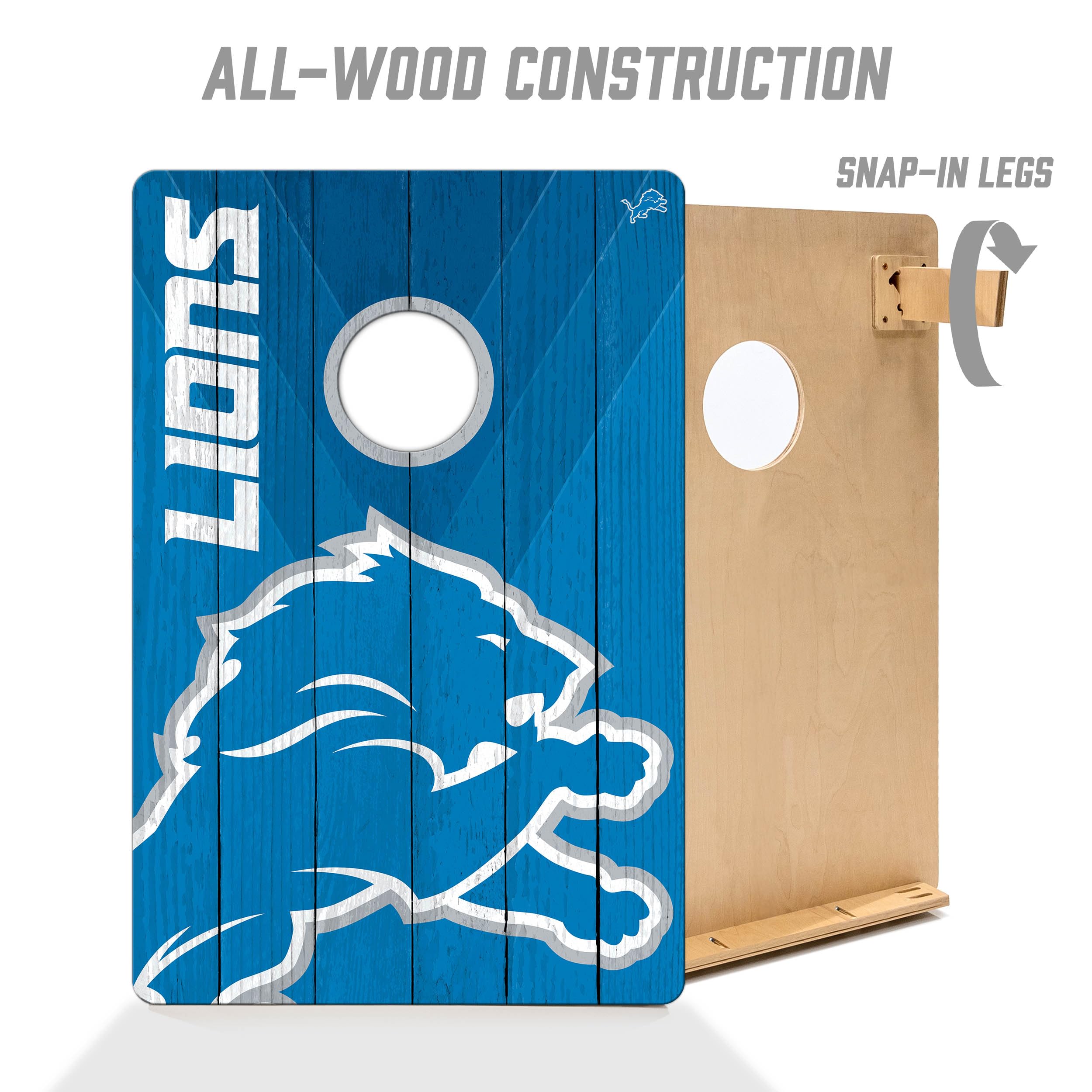 YouTheFan NFL Detroit Lions 2’ x 3’ Wood Cornhole Game with Logo Bags - Sports Collectibles, Sports Memorabilia, Sports Fan Shop, Sports Gifts