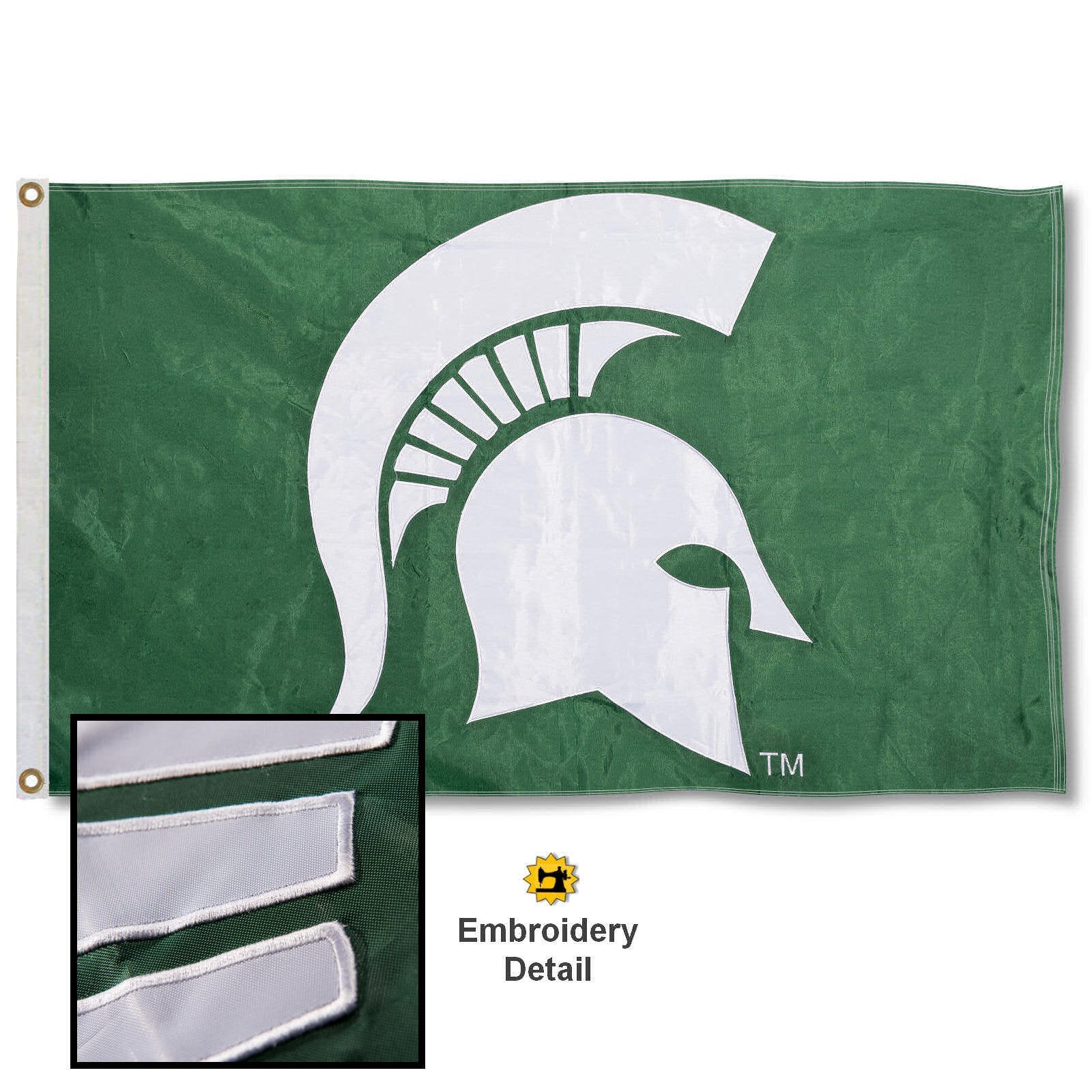 College Flags & Banners Co. Michigan State Spartans Embroidered and Stitched Nylon Flag - Sports Collectibles, Sports Memorabilia, Sports Fan Shop, Sports Gifts