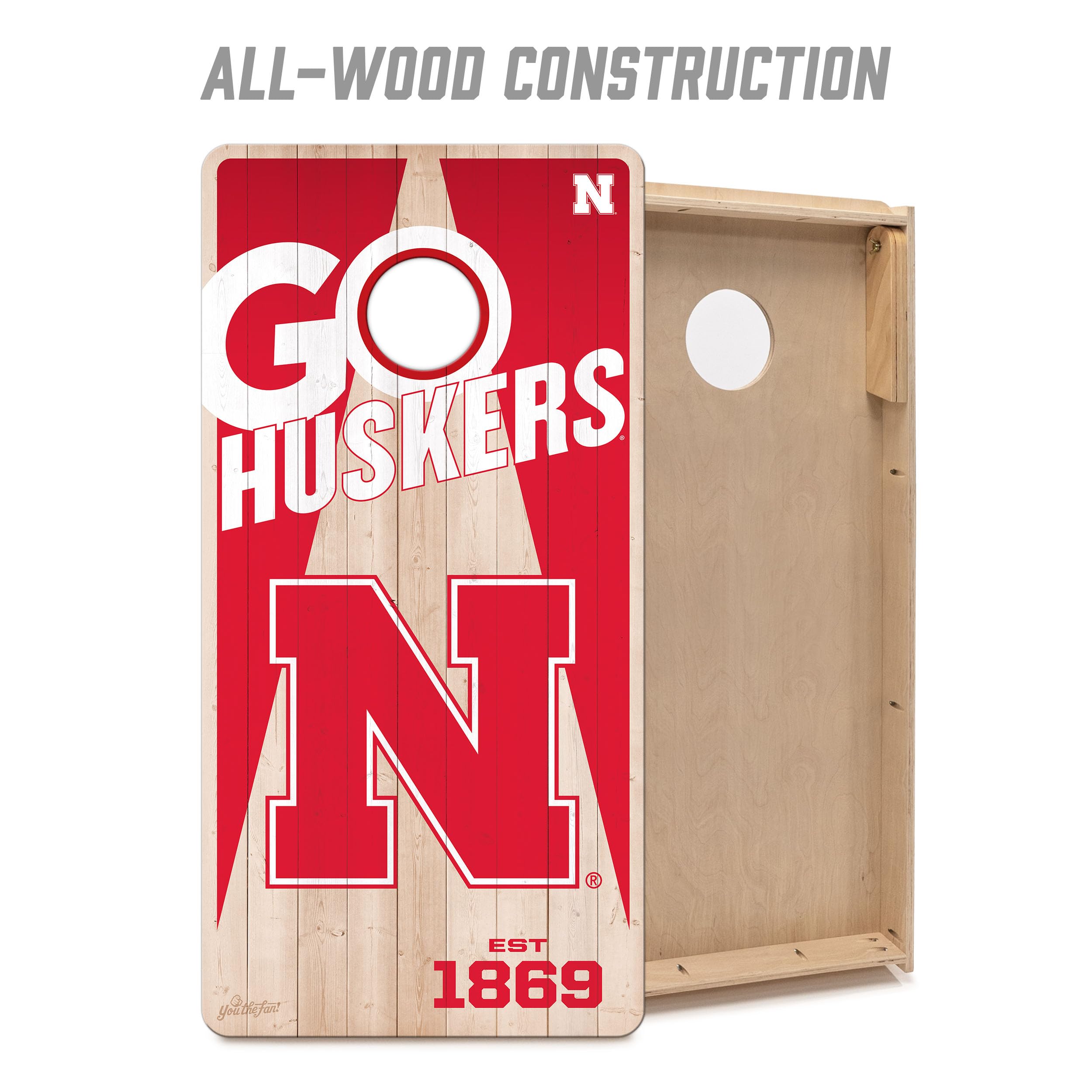 YouTheFan NCAA Nebraska Cornhuskers 2’ x 4’ Professional Wood Cornhole Game with Logo Bags - Sports Collectibles, Sports Memorabilia, Sports Fan Shop, Sports Gifts