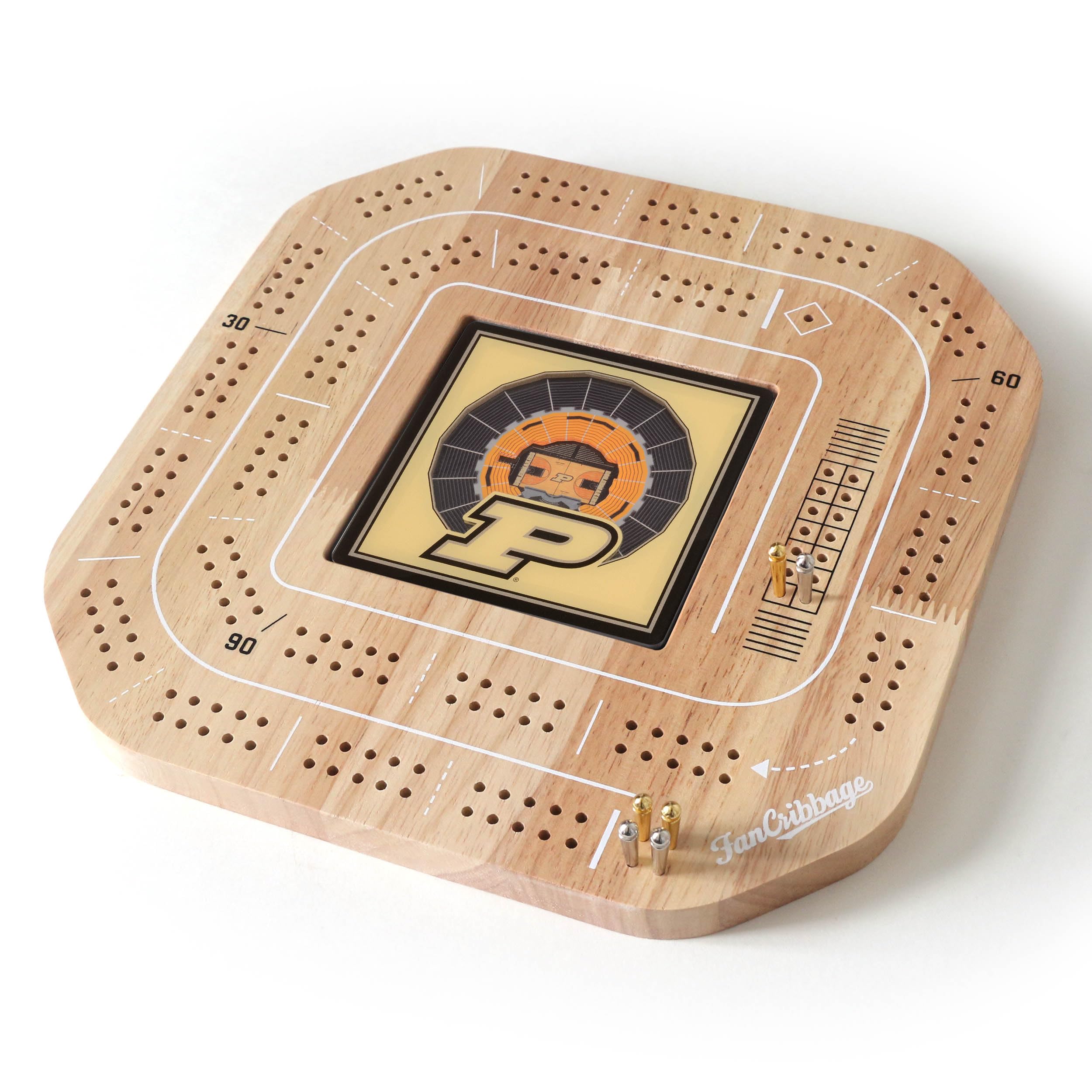 YouTheFan NCAA Purdue Boilermakers BB Licensed Fan Cribbage Wood Board Game - Sports Collectibles, Sports Memorabilia, Sports Fan Shop, Sports Gifts