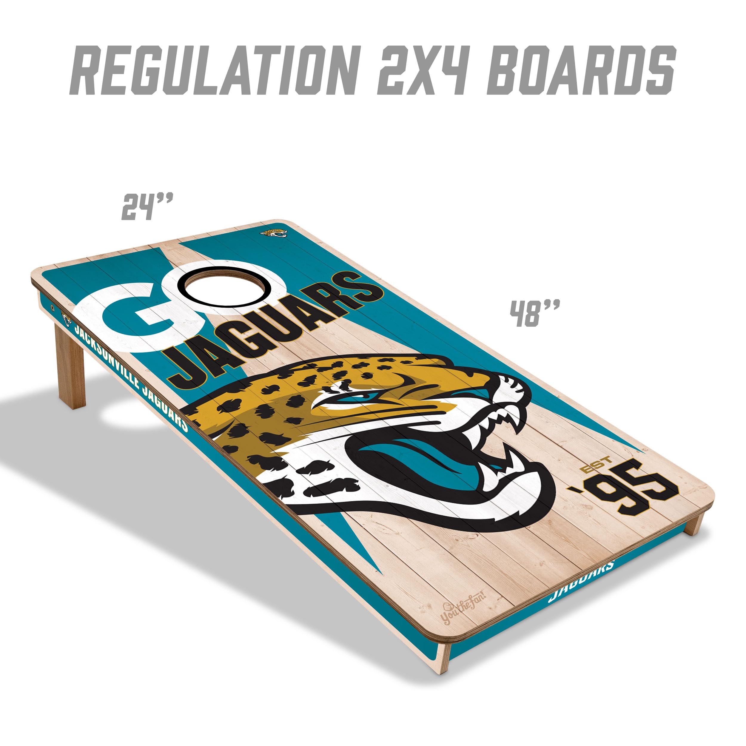 YouTheFan NFL Jacksonville Jaguars 2’ x 4’ Professional Wood Cornhole Game with Logo Bags - Sports Collectibles, Sports Memorabilia, Sports Fan Shop, Sports Gifts