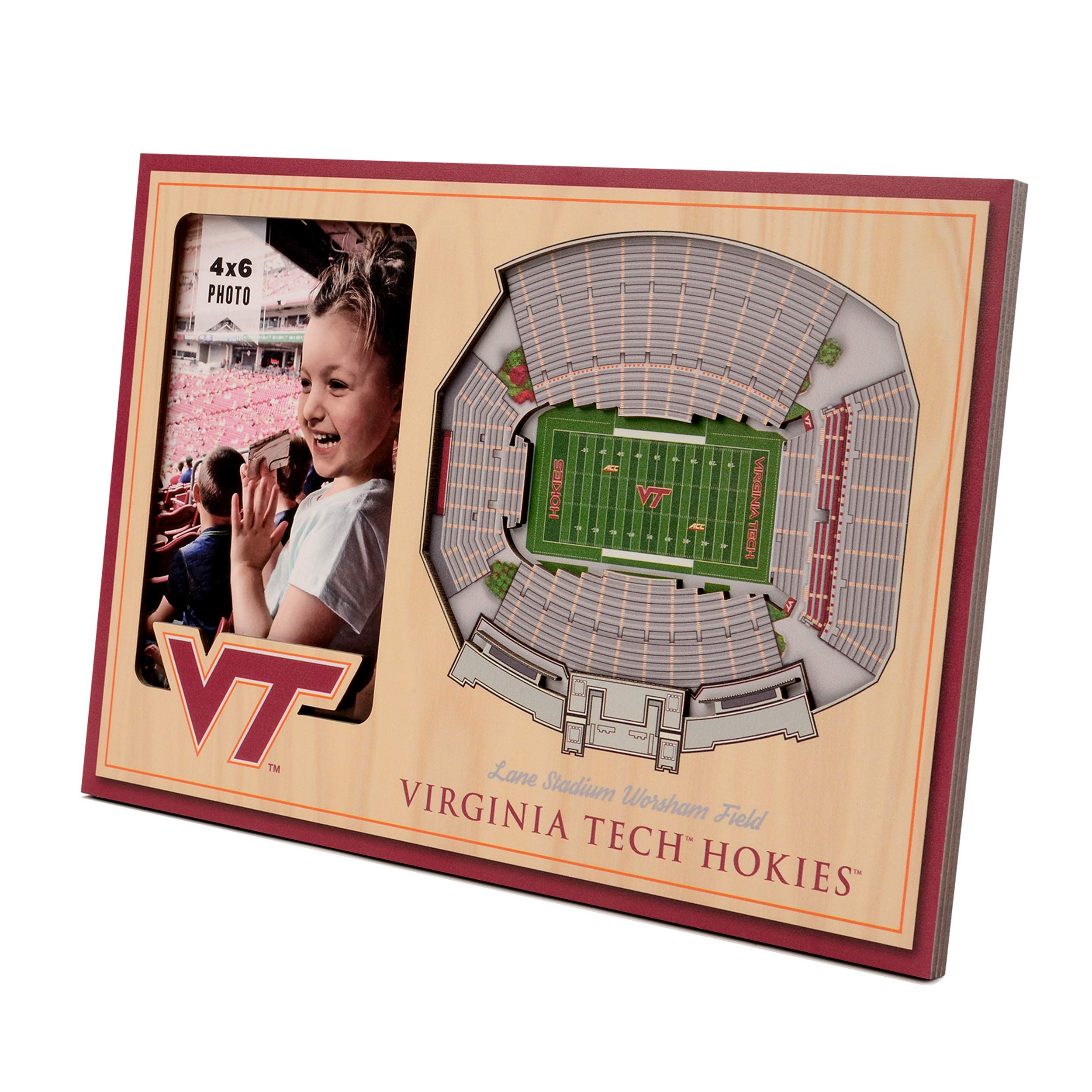 YouTheFan NCAA Virginia Tech Hokies 3D StadiumView Picture Frame - Lane Stadium Worsham Field, 12" x 8" - Sports Collectibles, Sports Memorabilia, Sports Fan Shop, Sports Gifts