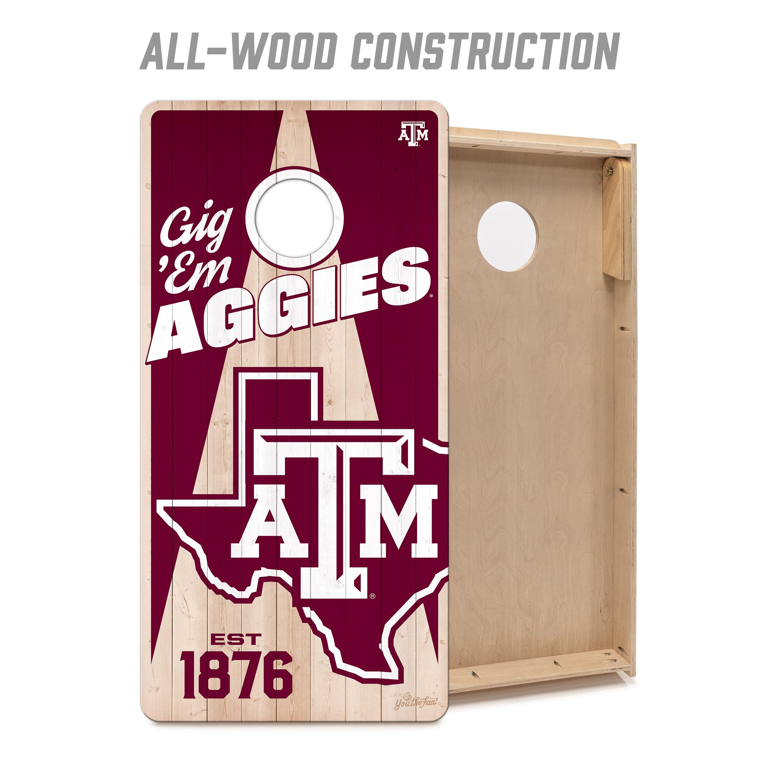 YouTheFan NCAA Texas A&M Aggies 2’ x 4’ Professional Wood Cornhole Game with Logo Bags - Sports Collectibles, Sports Memorabilia, Sports Fan Shop, Sports Gifts