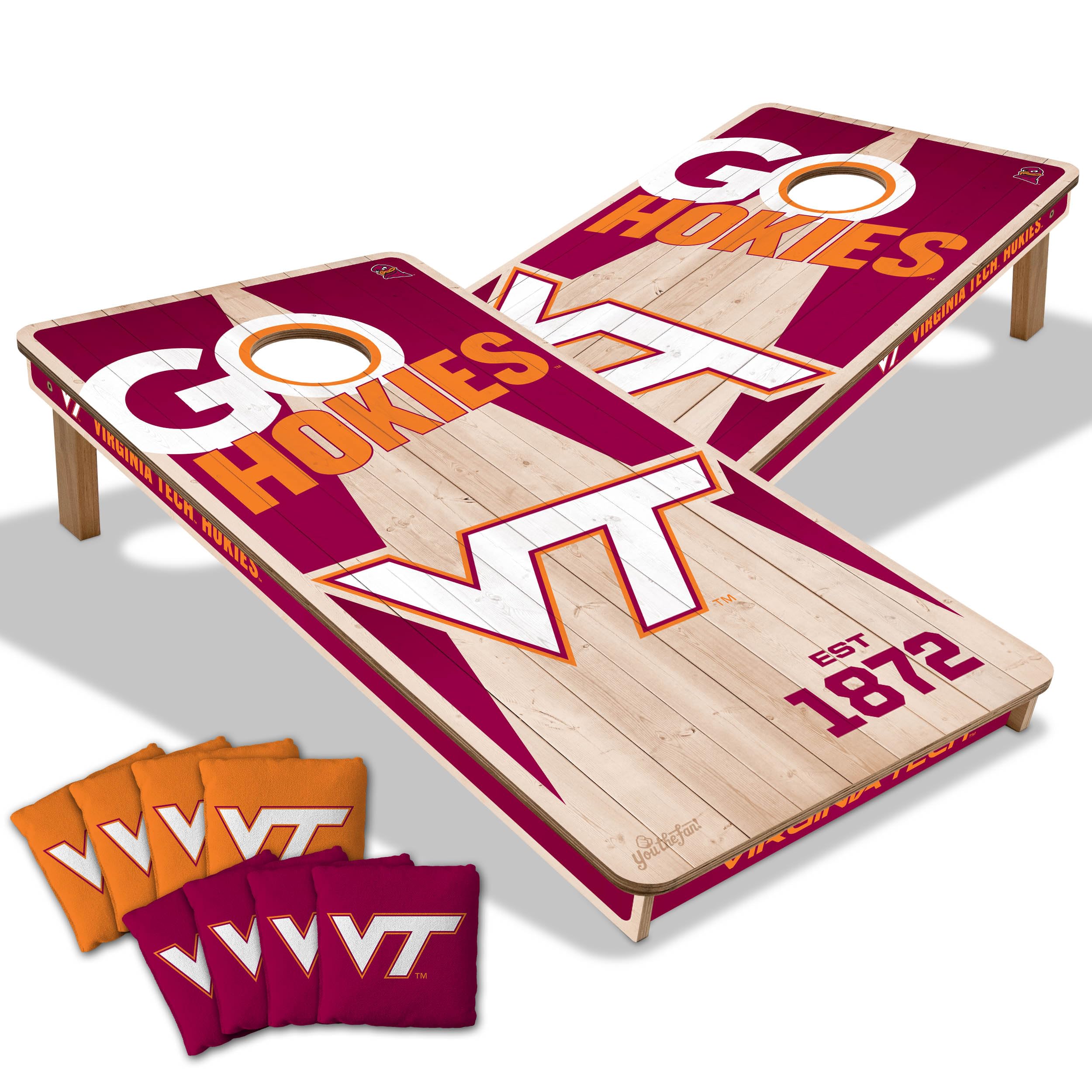 YouTheFan NCAA Virginia Tech Hokies 2’ x 4’ Professional Wood Cornhole Game with Logo Bags - Sports Collectibles, Sports Memorabilia, Sports Fan Shop, Sports Gifts