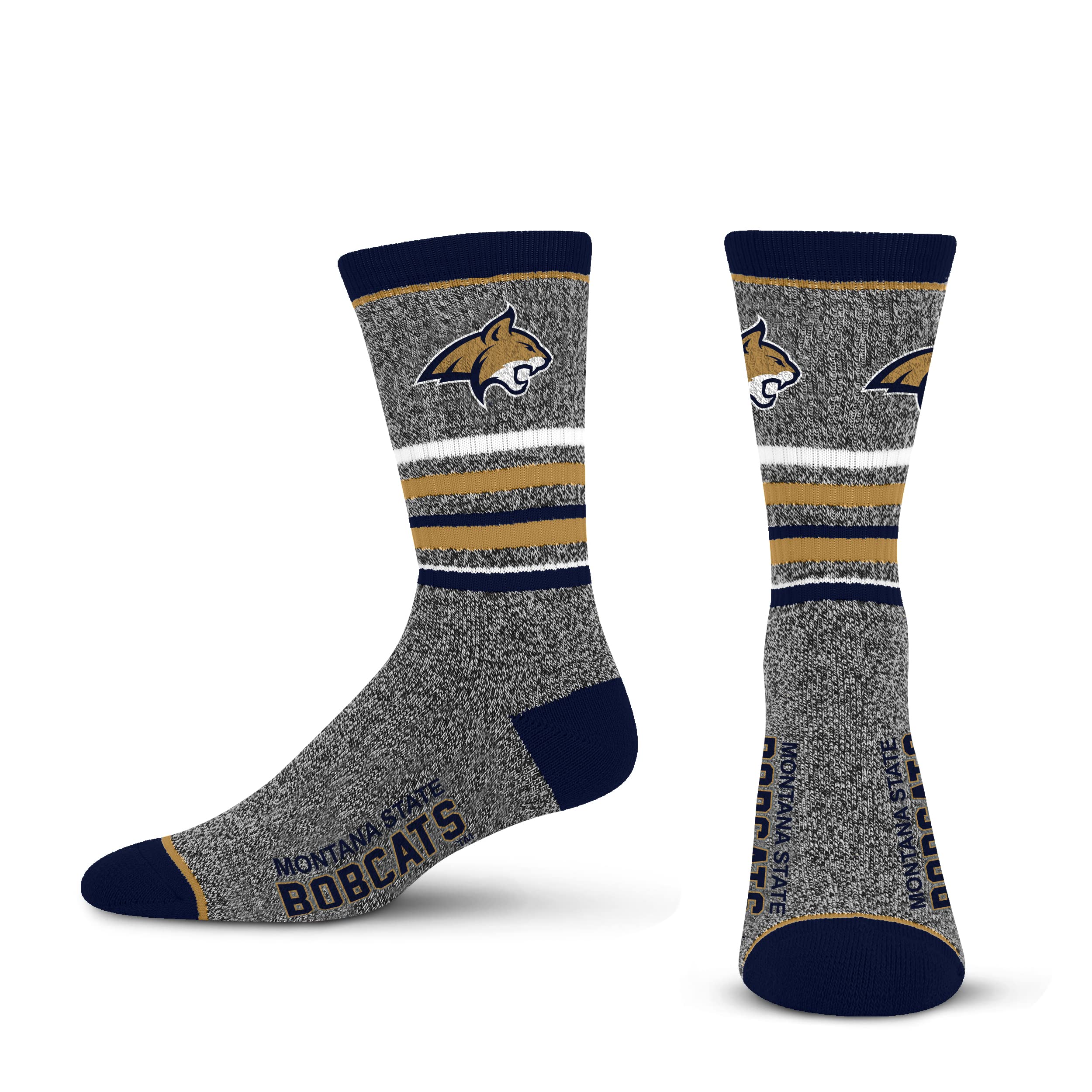 For Bare Feet Mens NCAA Montana State Bobcats 5 Star Crew Sock Marble Grey Large - Sports Gifts, Sports Memorabilia, Sports Collectibles, Fan Shop