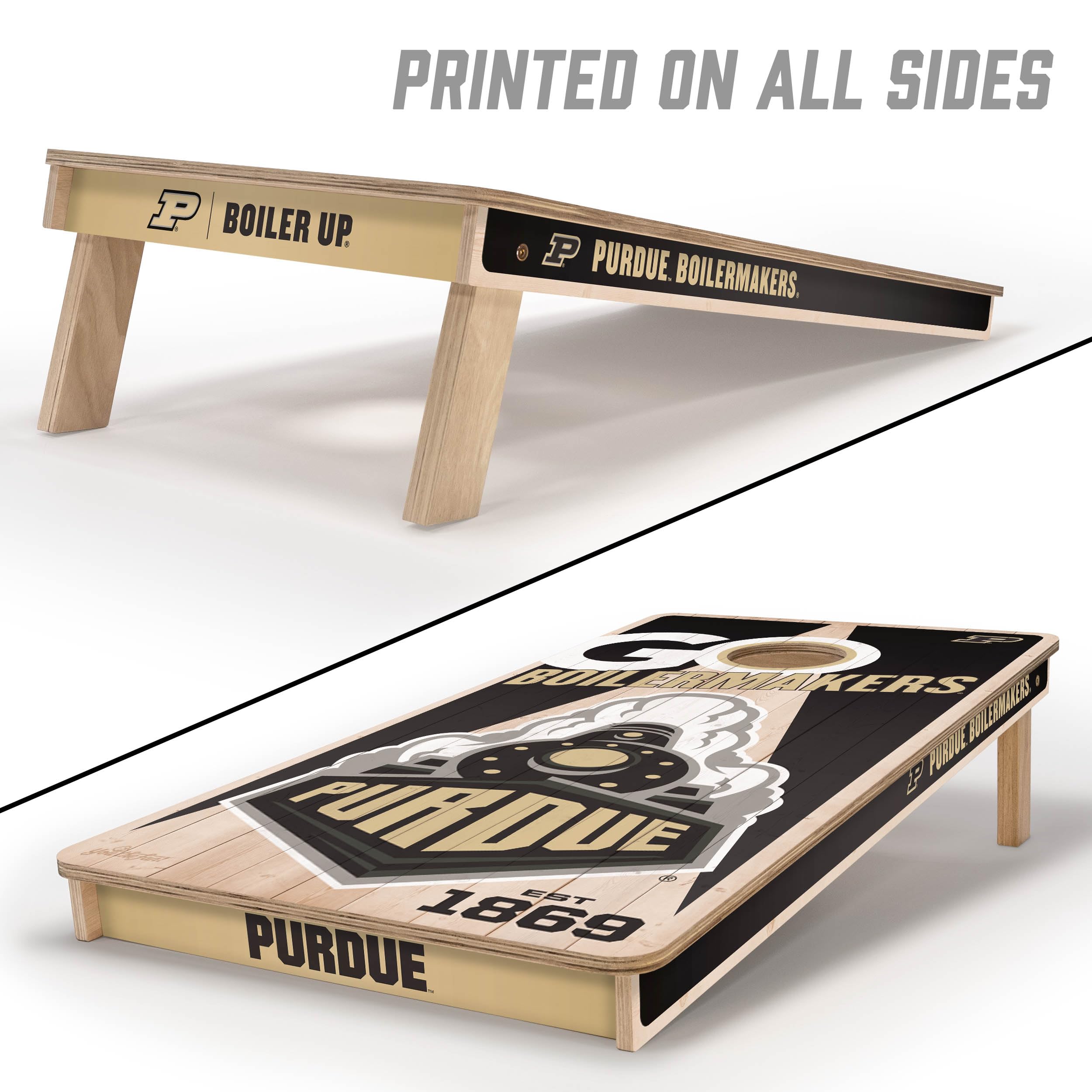 YouTheFan NCAA Purdue Boilermakers 2’ x 4’ Professional Wood Cornhole Game with Logo Bags - Sports Collectibles, Sports Memorabilia, Sports Fan Shop, Sports Gifts