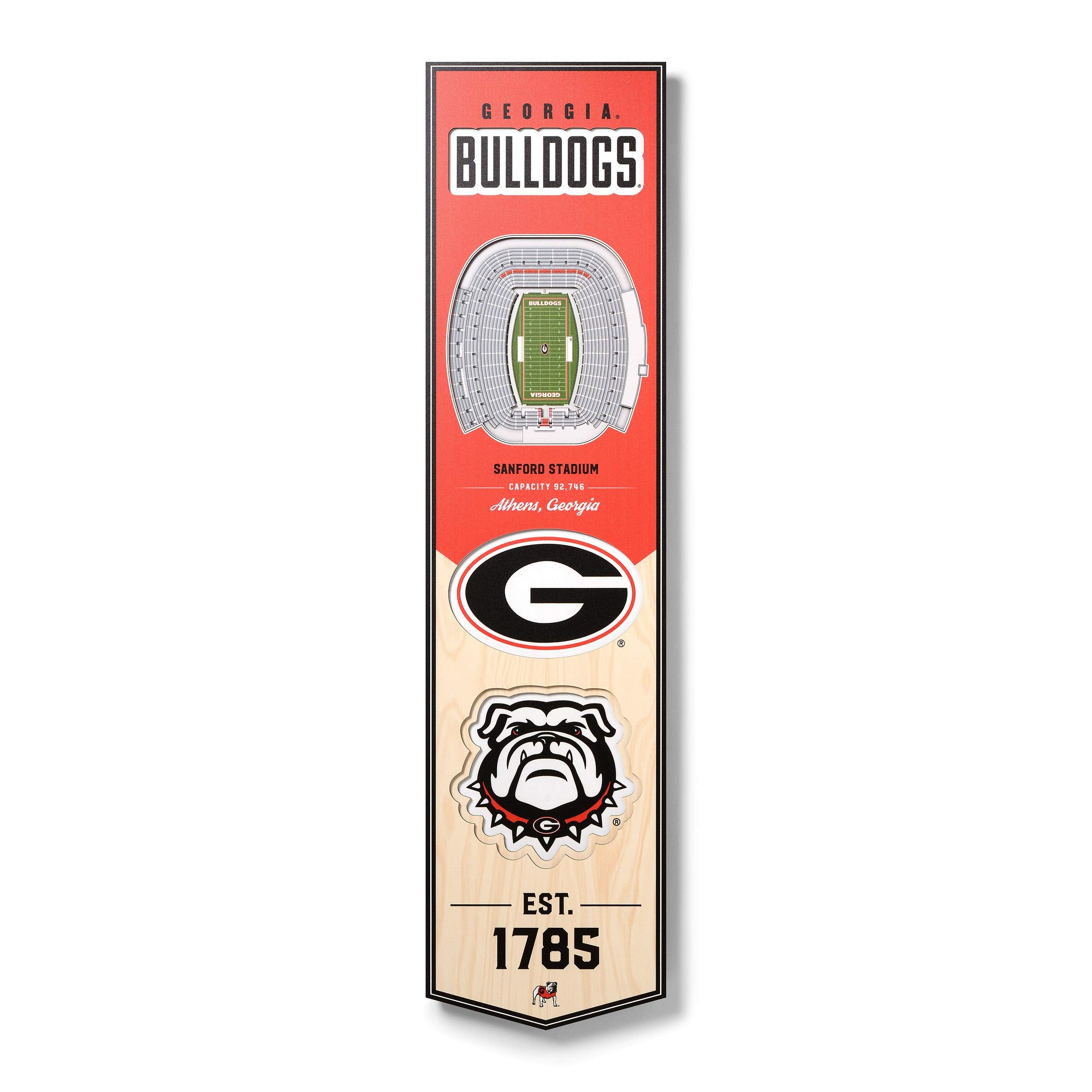 YouTheFan NCAA Georgia Bulldogs 3D Stadium 8x32 Banner - Sanford Stadium - Sports Collectibles, Sports Memorabilia, Sports Fan Shop, Sports Gifts