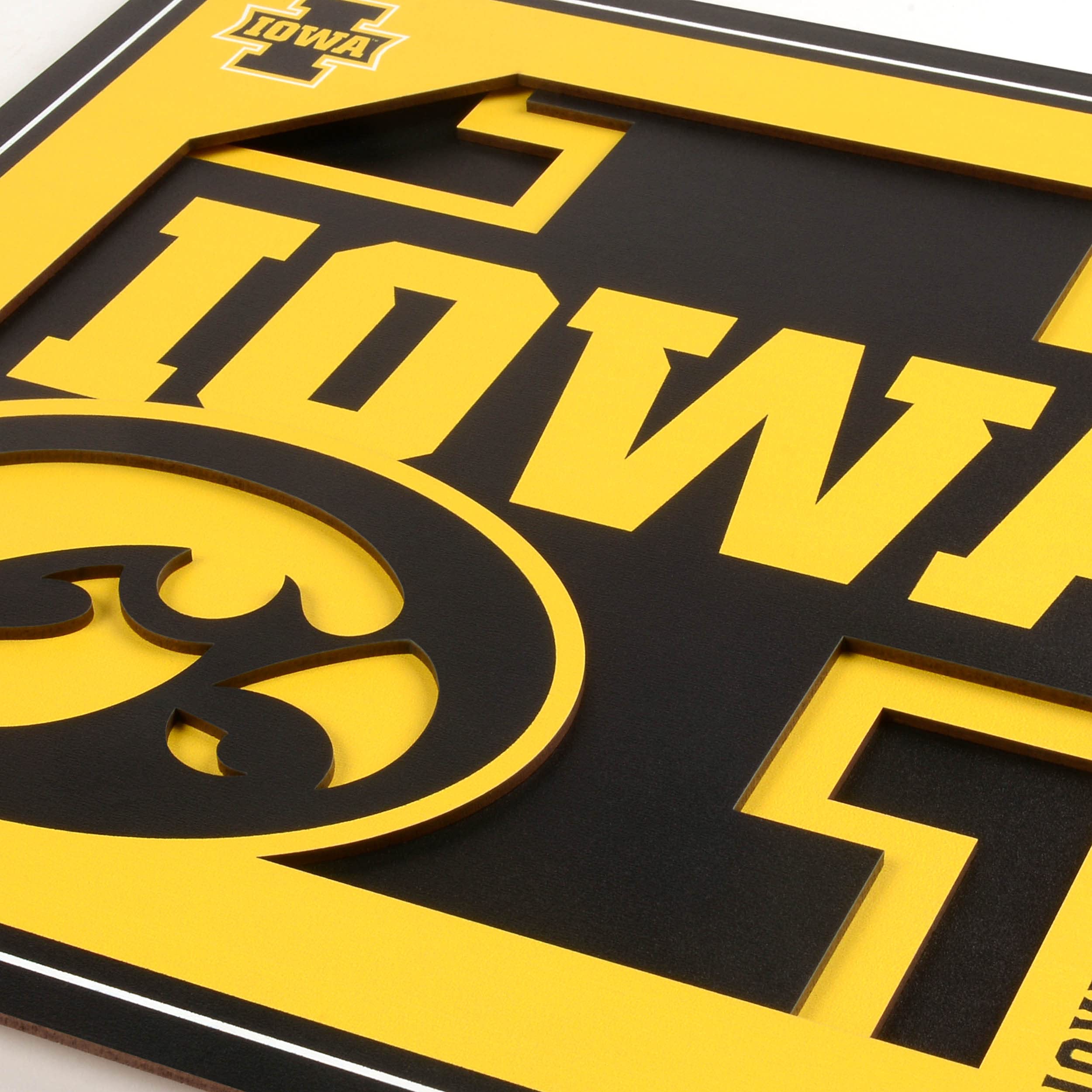 YouTheFan NCAA Iowa Hawkeyes 3D Logo Series Wall Art - 12x12 - Sports Collectibles, Sports Memorabilia, Sports Fan Shop, Sports Gifts