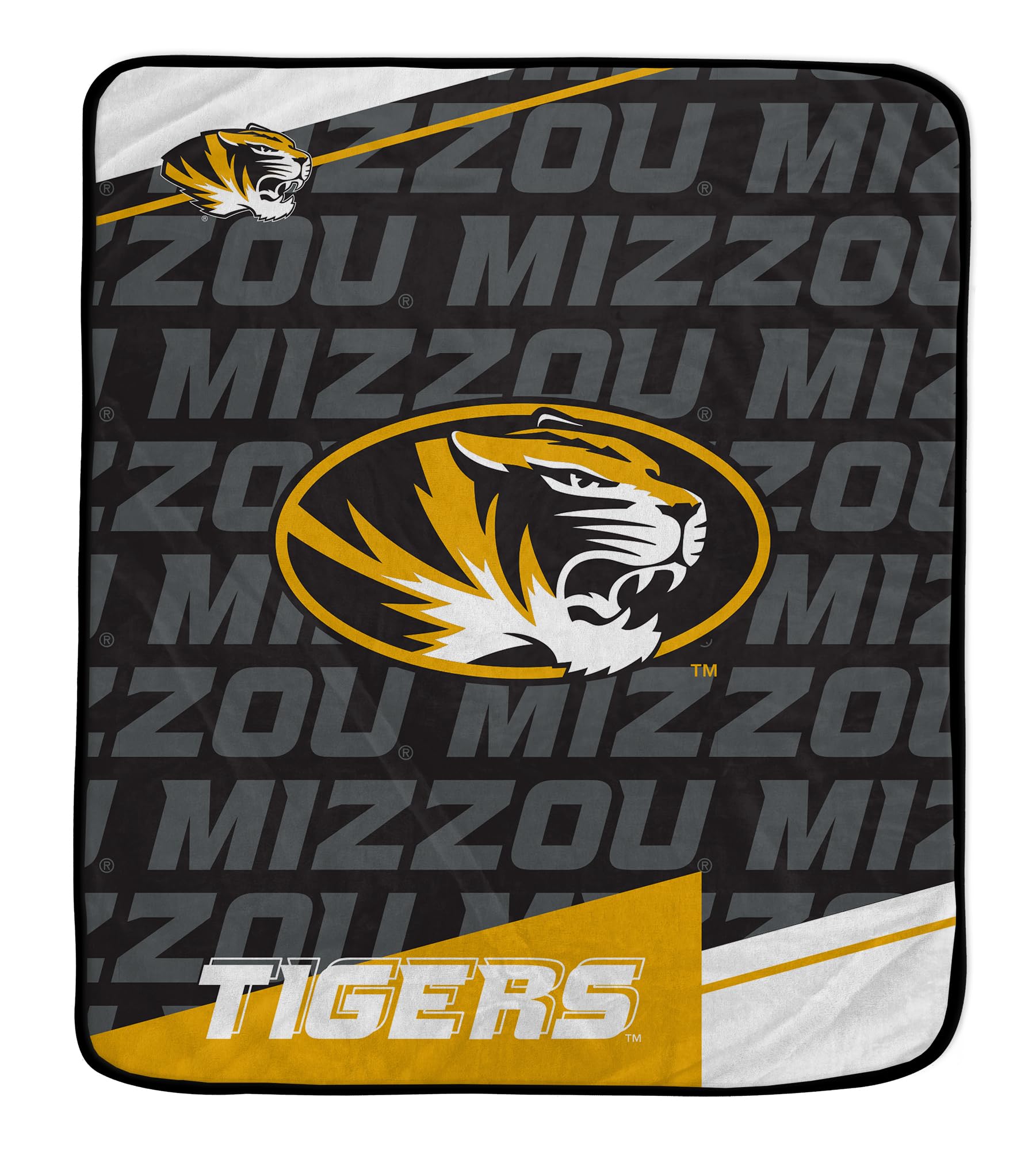 Pegasus Sports NCAA Missouri Tigers Diagonal Ghost Ultra Soft Blanket - Sports Gifts, Sports Memorabilia, Sports Collectibles, Fan Shop