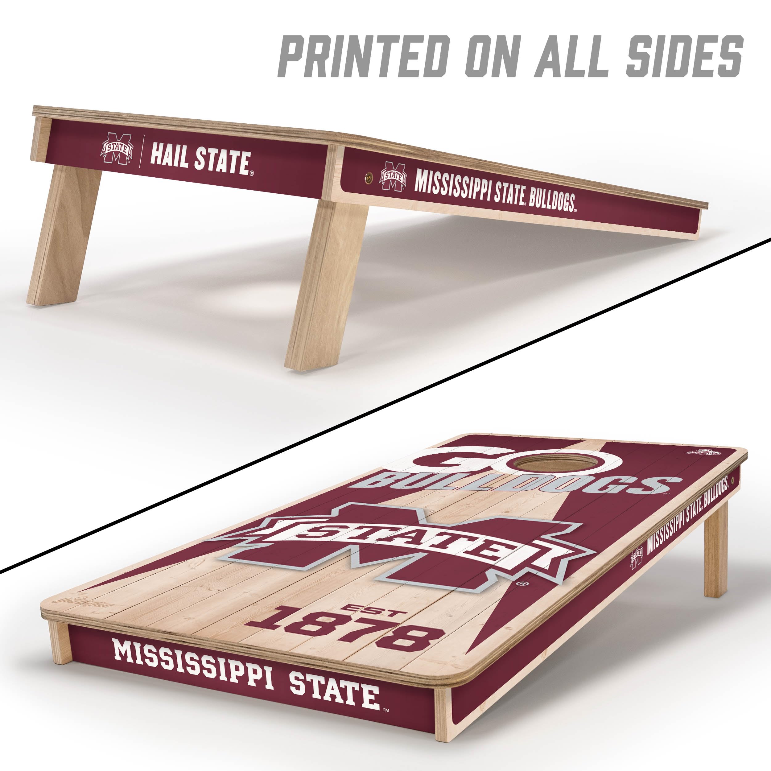YouTheFan NCAA Mississippi State Bulldogs 2’ x 4’ Professional Wood Cornhole Game with Logo Bags - Sports Collectibles, Sports Memorabilia, Sports Fan Shop, Sports Gifts