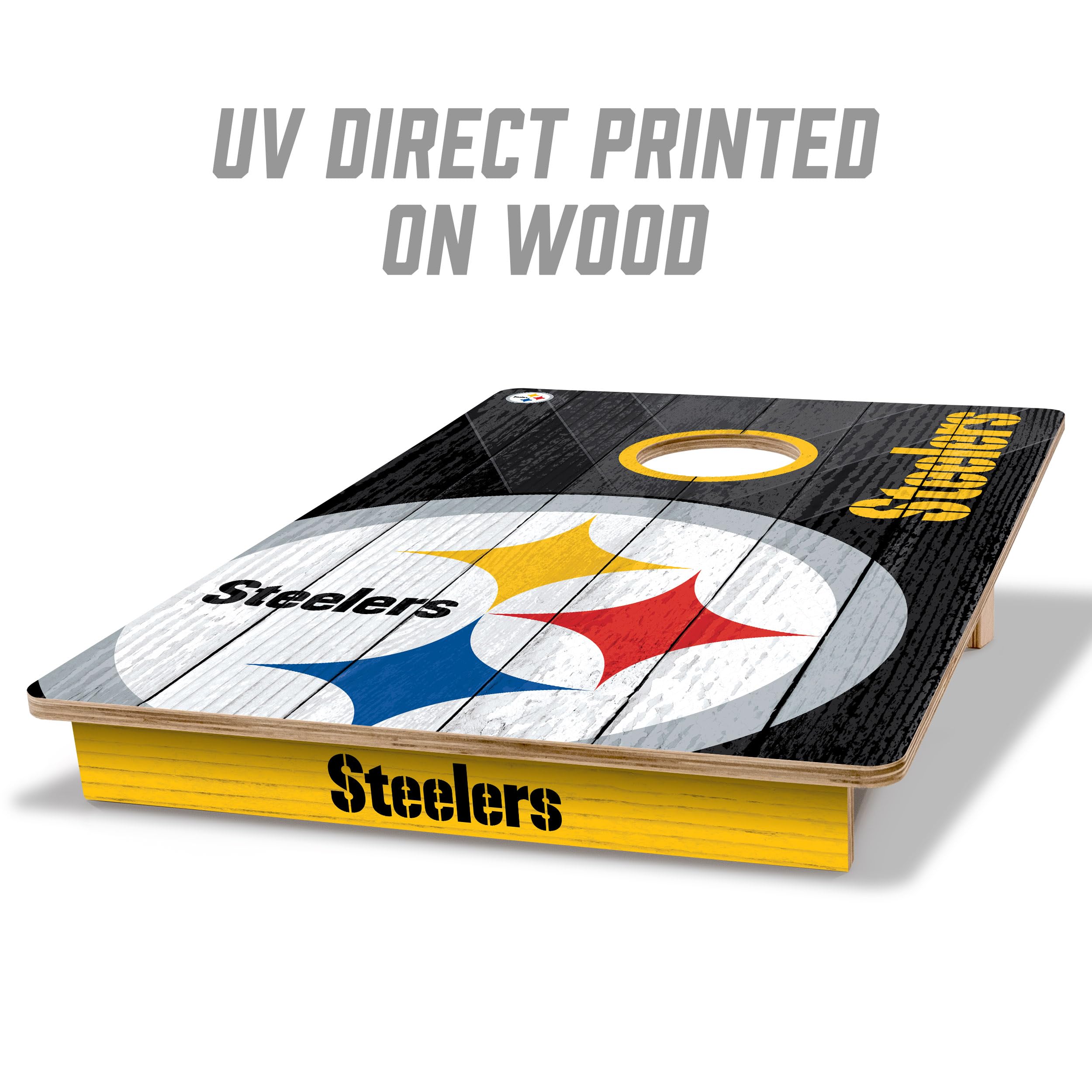 YouTheFan NFL Pittsburgh Steelers 2’ x 3’ Wood Cornhole Game with Logo Bags - Sports Collectibles, Sports Memorabilia, Sports Fan Shop, Sports Gifts