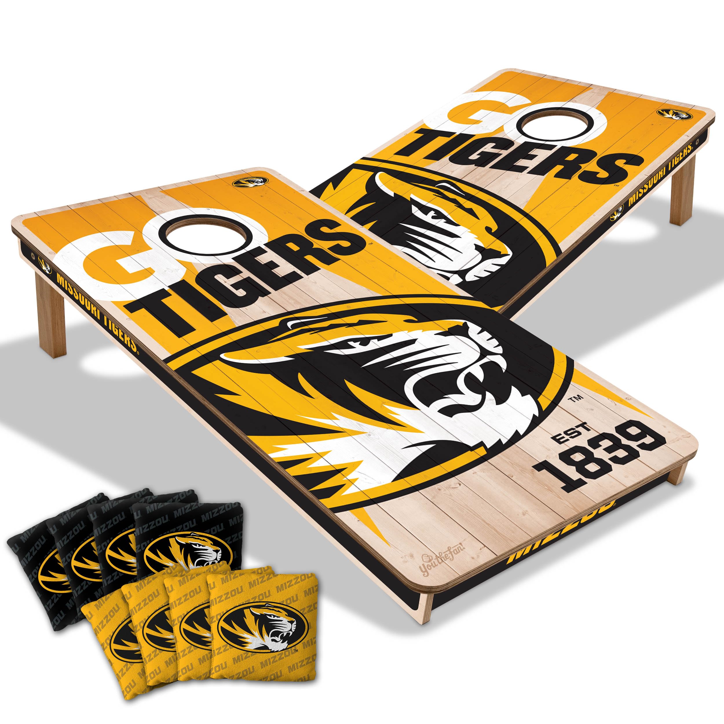 YouTheFan NCAA Missouri Tigers 2’ x 4’ Professional Wood Cornhole Game with Logo Bags - Sports Collectibles, Sports Memorabilia, Sports Fan Shop, Sports Gifts