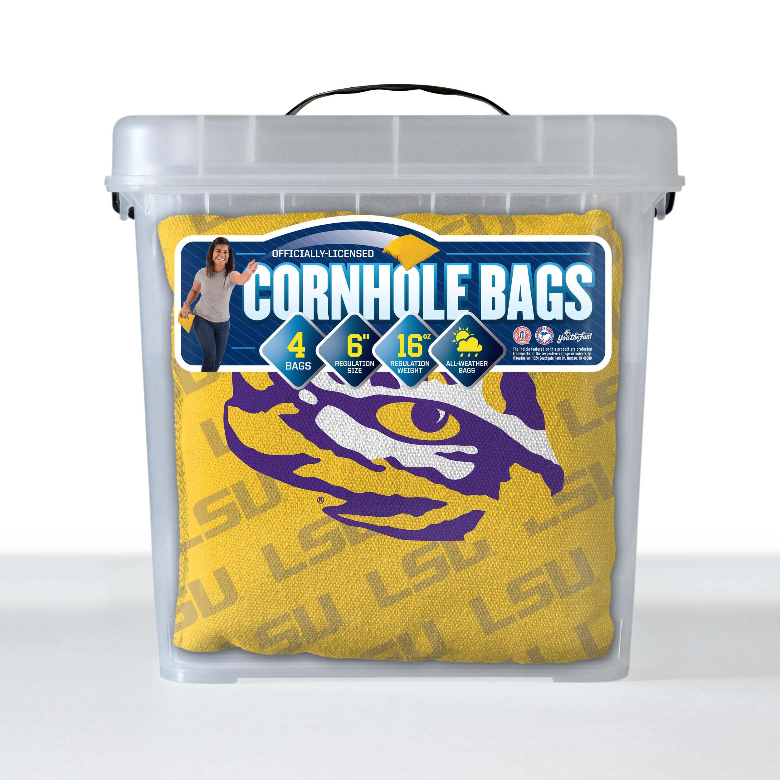 YouTheFan NCAA LSU Tigers Cornhole Bags - 4PK - Yellow - Sports Collectibles, Sports Memorabilia, Sports Fan Shop, Sports Gifts