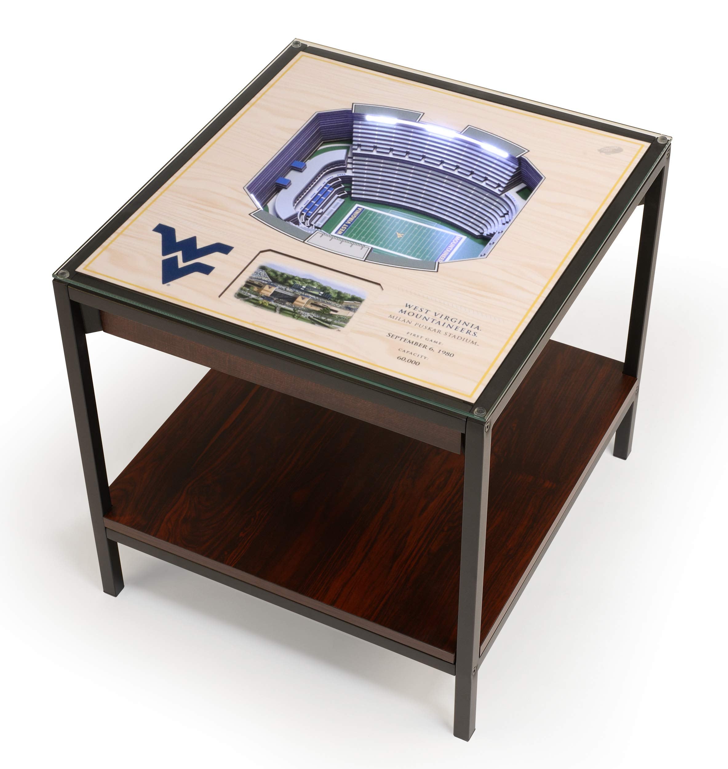 YouTheFan NCAA West Virginia Mountaineers 25-Layer StadiumViews End Table - Milan Puskar Stadium - Sports Collectibles, Sports Memorabilia, Sports Fan Shop, Sports Gifts