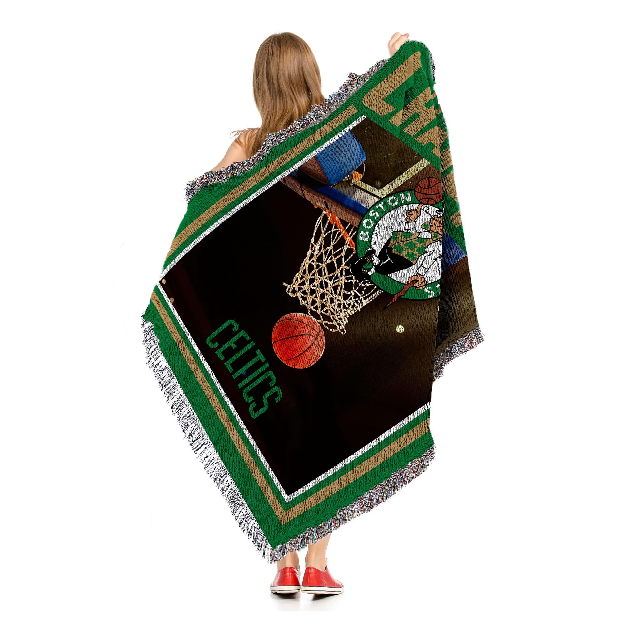 Northwest NBA Boston Celtics NBA Champions 2024 Woven Tapestry Throw Blanket, 46" x 60", Net Glory - Sports Collectibles, Sports Memorabilia, Sports Fan Shop, Sports Gifts