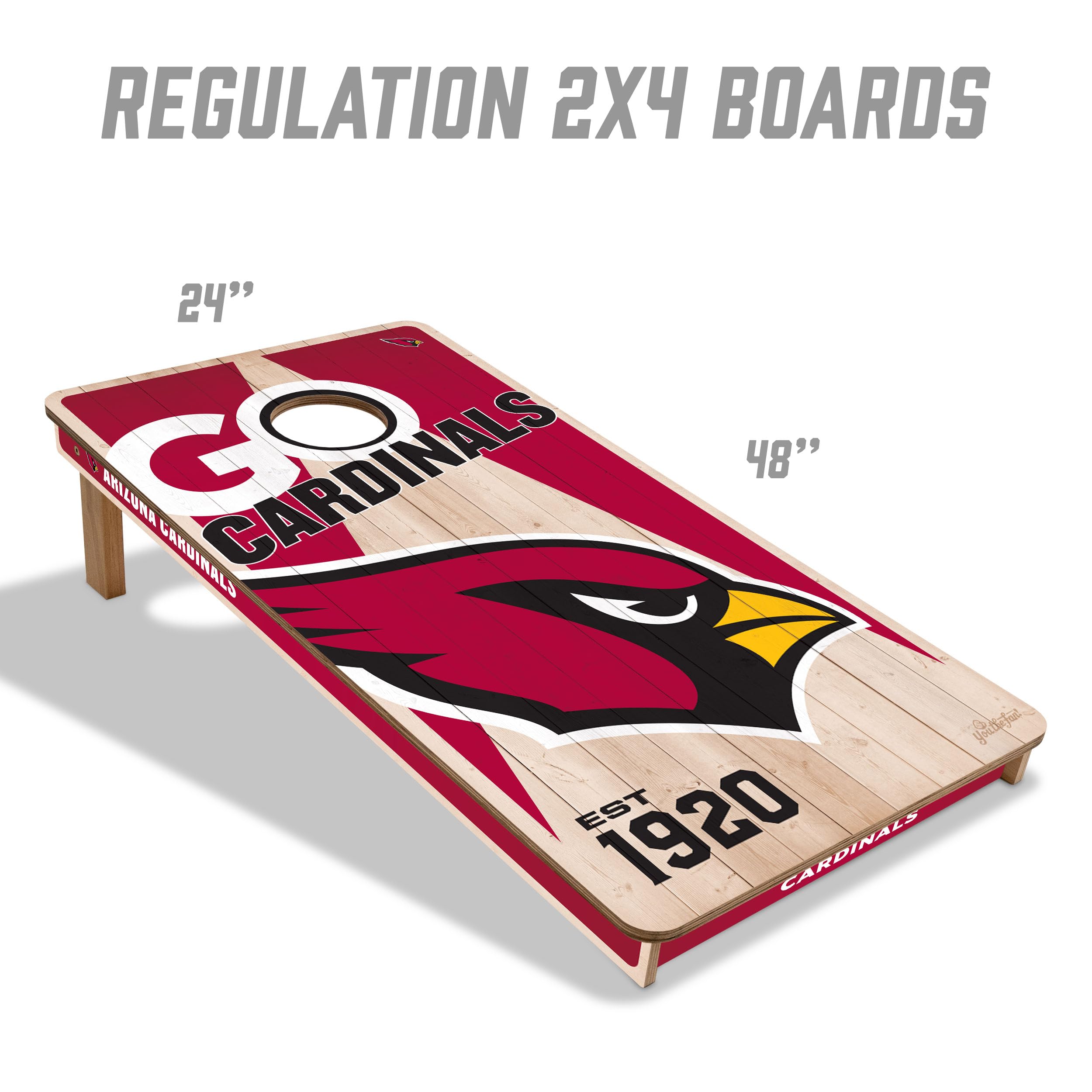YouTheFan NFL Arizona Cardinals 2’ x 4’ Professional Wood Cornhole Game with Logo Bags - Sports Collectibles, Sports Memorabilia, Sports Fan Shop, Sports Gifts