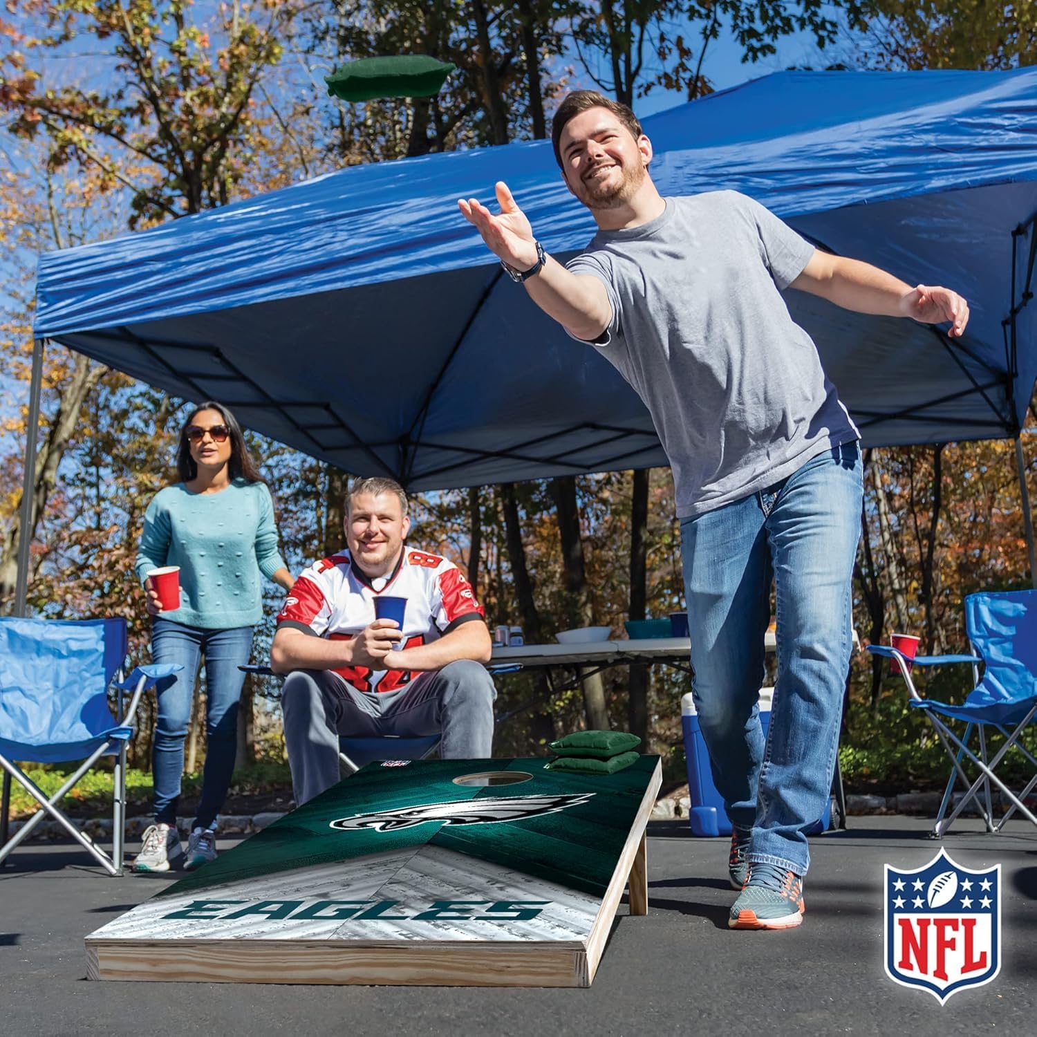 Wild Sports NFL Philadelphia Eagles 2' x 4' Regulation Size Solid Wood Cornhole Set with Direct Print HD Team Graphics - Sports Collectibles, Sports Memorabilia, Sports Fan Shop, Sports Gifts