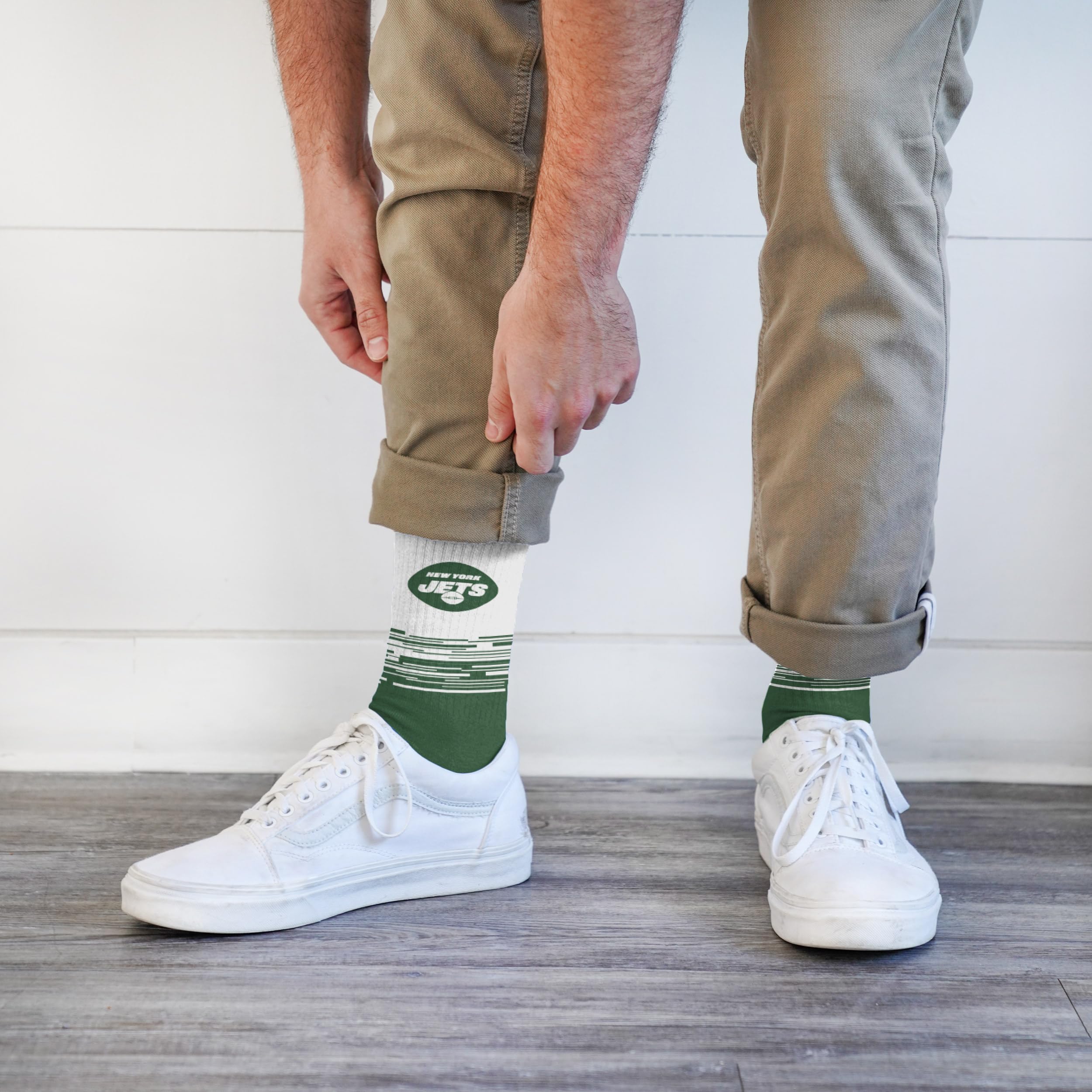 For Bare Feet NFL NEW YORK JETS Elevate Premium Dress Crew Sock Team Color Large - Sports Gifts, Sports Memorabilia, Sports Collectibles, Fan Shop