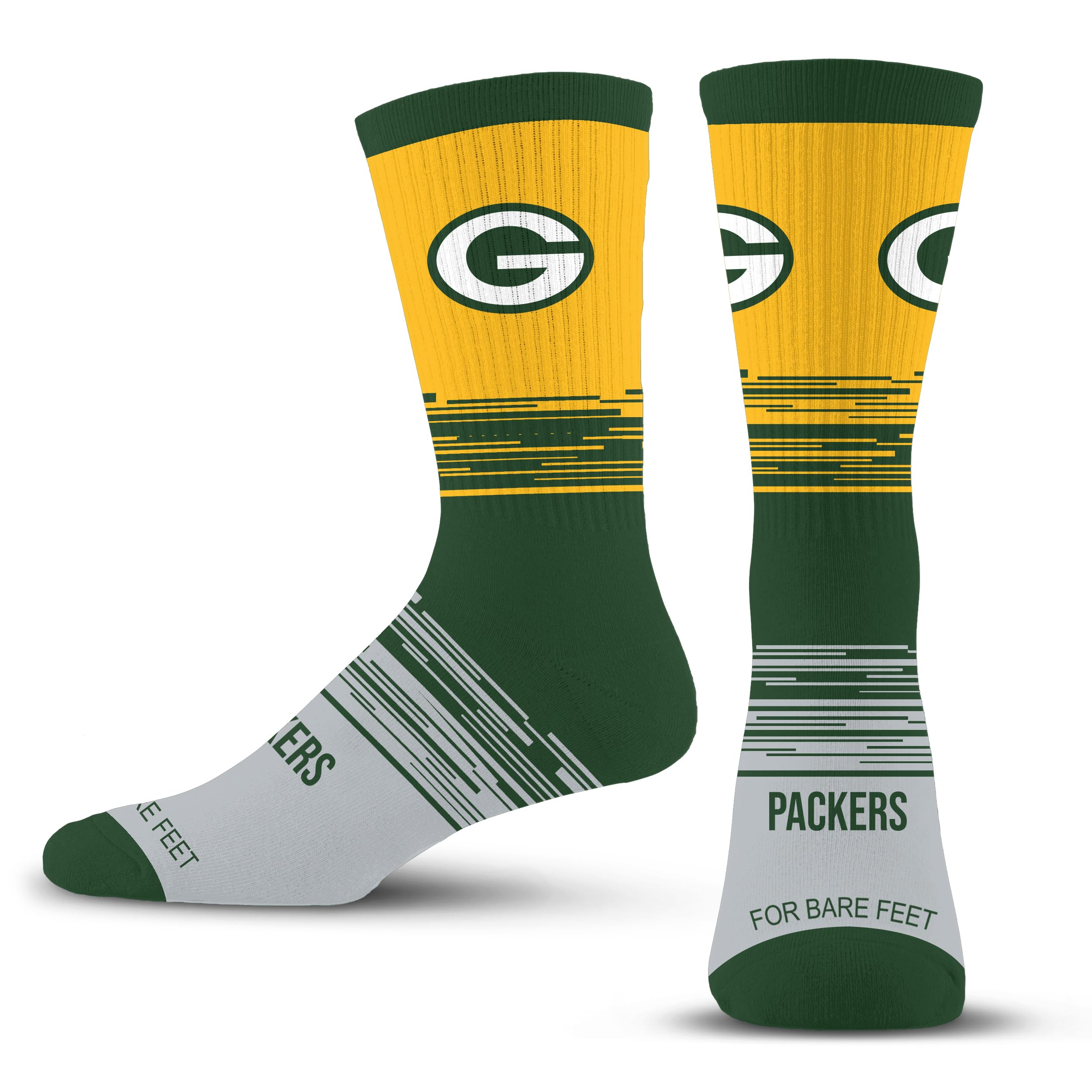 For Bare Feet NFL GREEN BAY PACKERS Elevate Premium Dress Crew Sock Team Color Large - Sports Gifts, Sports Memorabilia, Sports Collectibles, Fan Shop