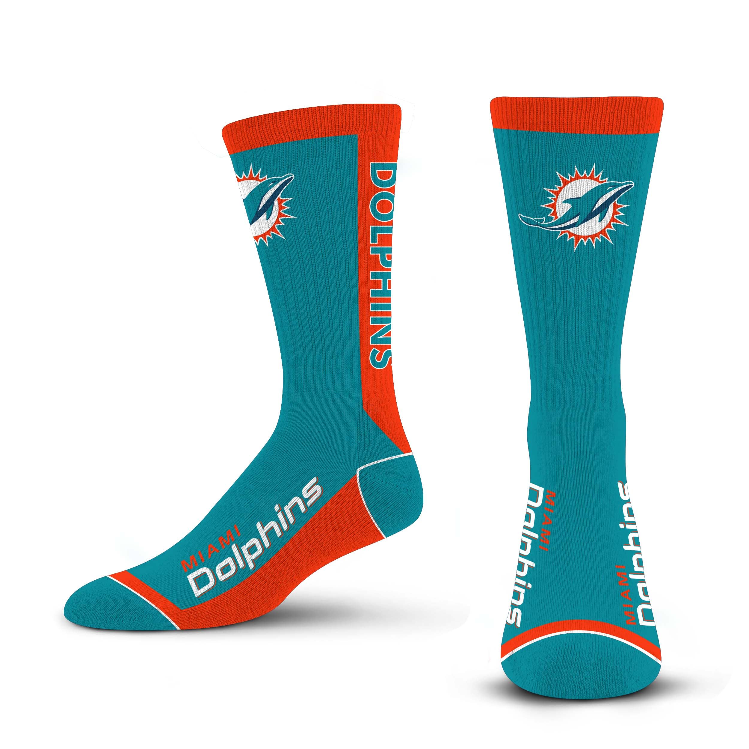 For Bare Feet NFL MIAMI DOLPHINS MVP Crew Sock Team Color Large - Sports Gifts, Sports Memorabilia, Sports Collectibles, Fan Shop
