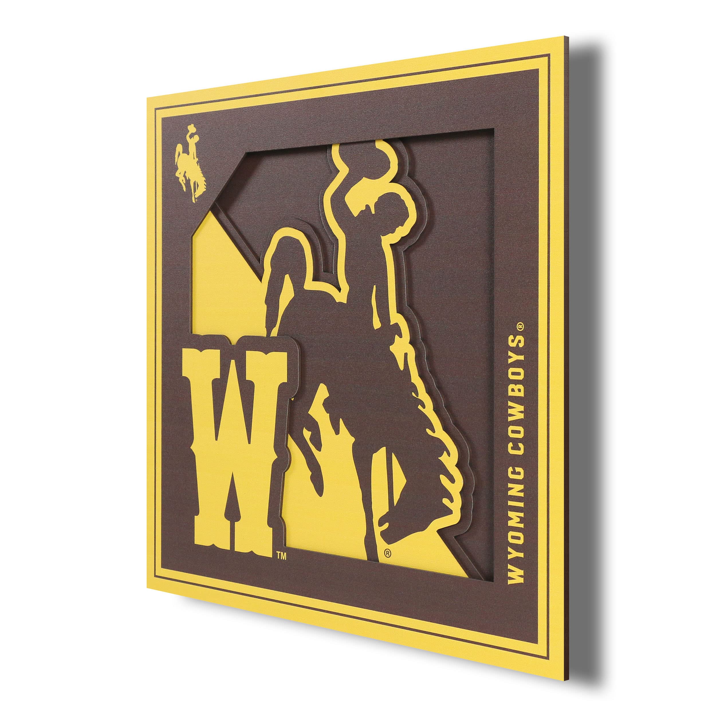 YouTheFan NCAA Wyoming Cowboys 3D Logo Series Wall Art - 12x12 - Sports Collectibles, Sports Memorabilia, Sports Fan Shop, Sports Gifts