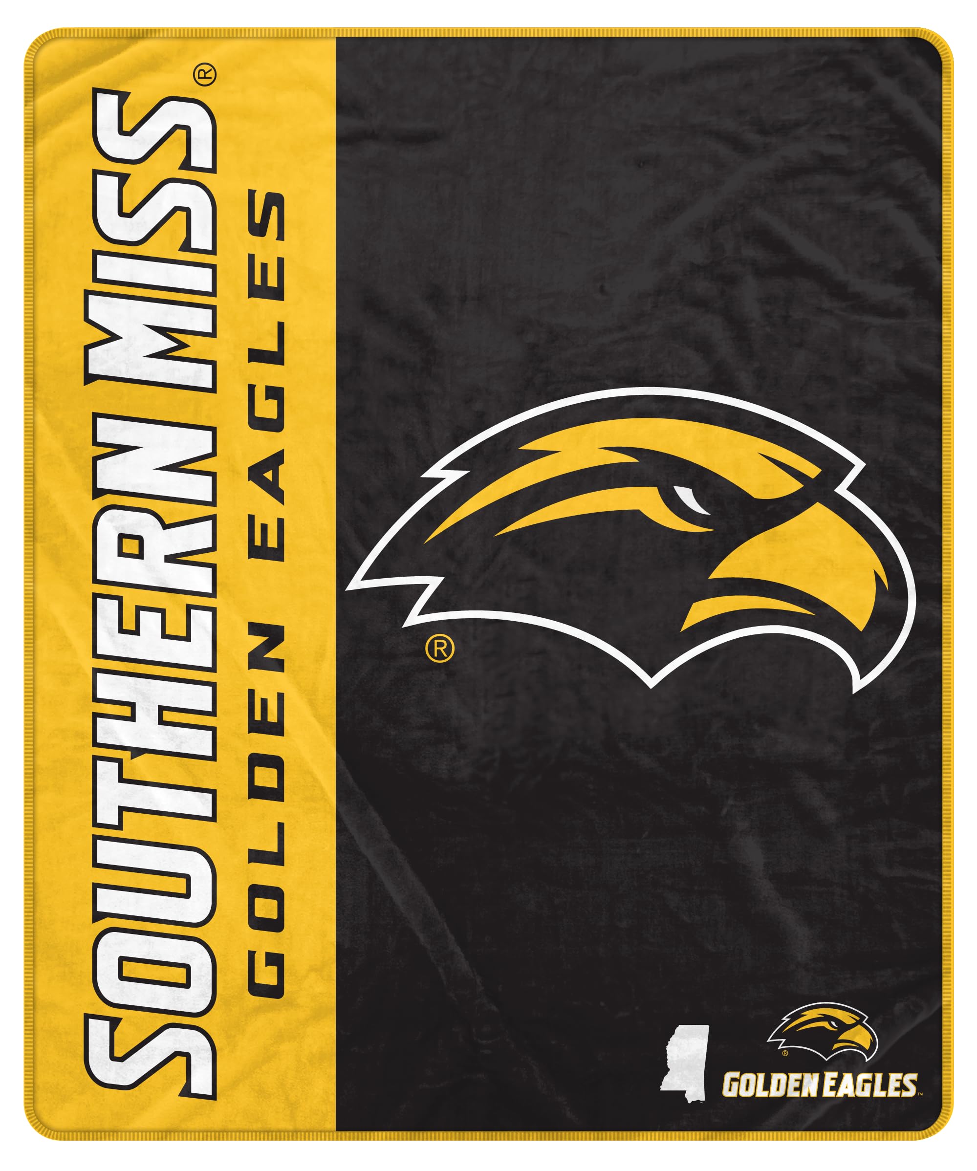 Proformance Home NCAA Southern Mississippi Golden Eagles Endzone Ultra Soft Tailgate Throw - Sports Gifts, Sports Memorabilia, Sports Collectibles, Fan Shop