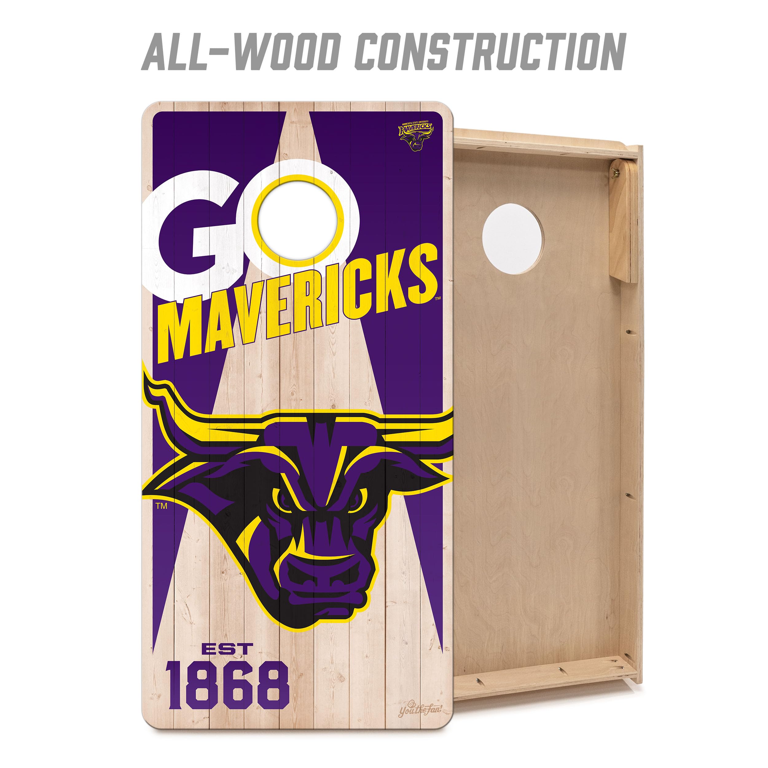 YouTheFan NCAA Minnesota State Mavericks 2’ x 4’ Professional Wood Cornhole Game with Logo Bags - Sports Collectibles, Sports Memorabilia, Sports Fan Shop, Sports Gifts