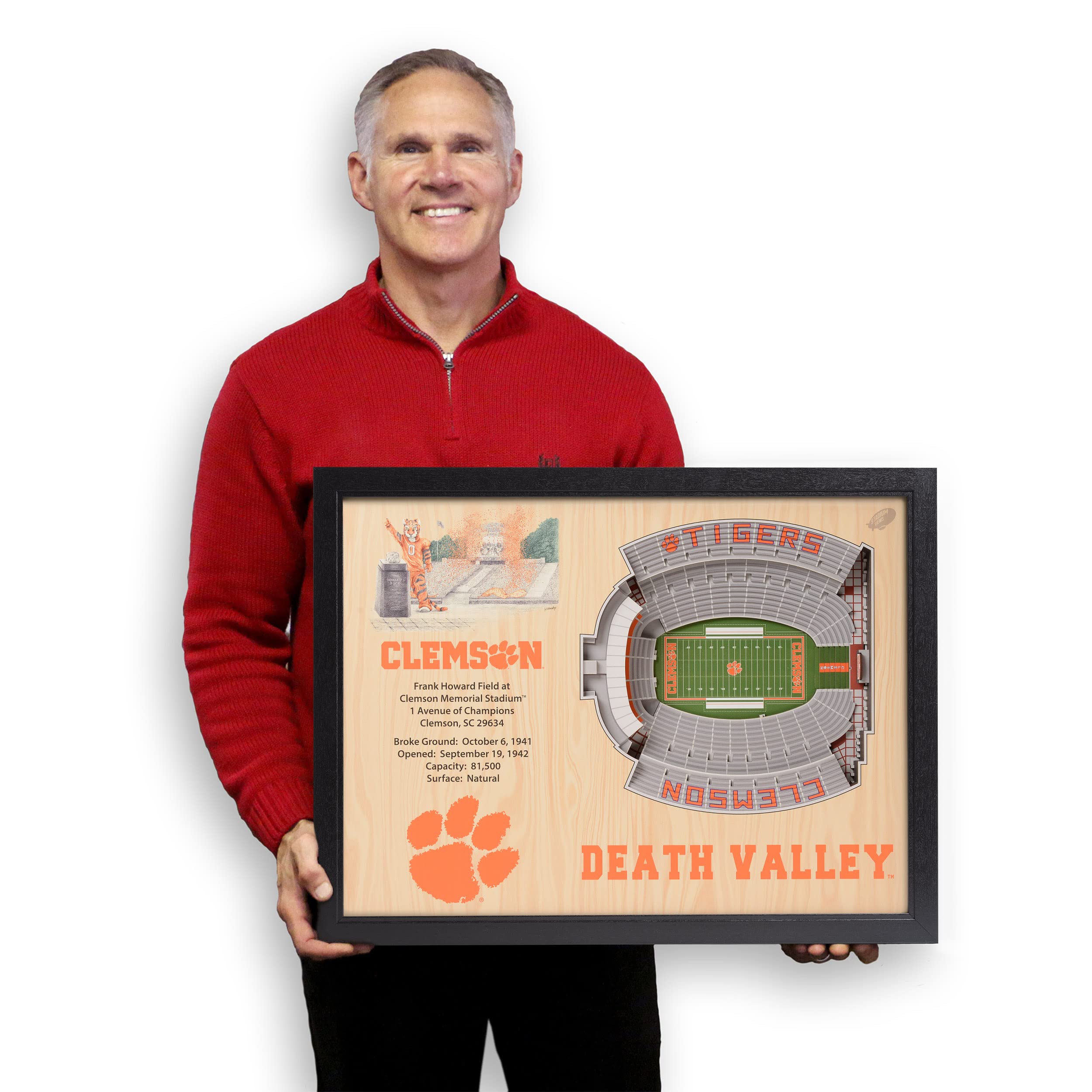 YouTheFan NCAA Clemson Tigers 25-Layer StadiumViews 3D Wall Art - Memorial Stadium - Sports Collectibles, Sports Memorabilia, Sports Fan Shop, Sports Gifts