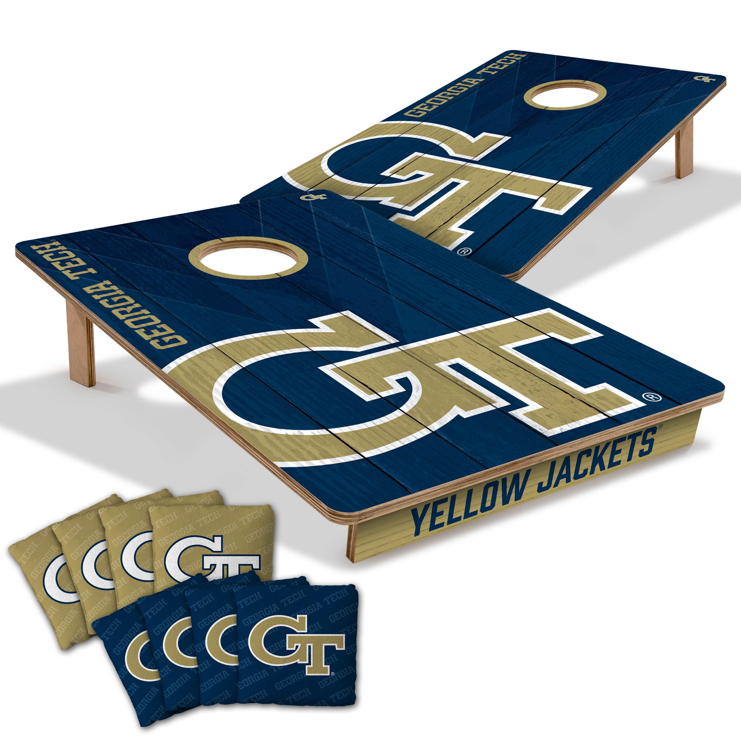 YouTheFan NCAA Georgia Tech Yellow Jackets 2’ x 3’ Wood Cornhole Game with Logo Bags - Sports Collectibles, Sports Memorabilia, Sports Fan Shop, Sports Gifts