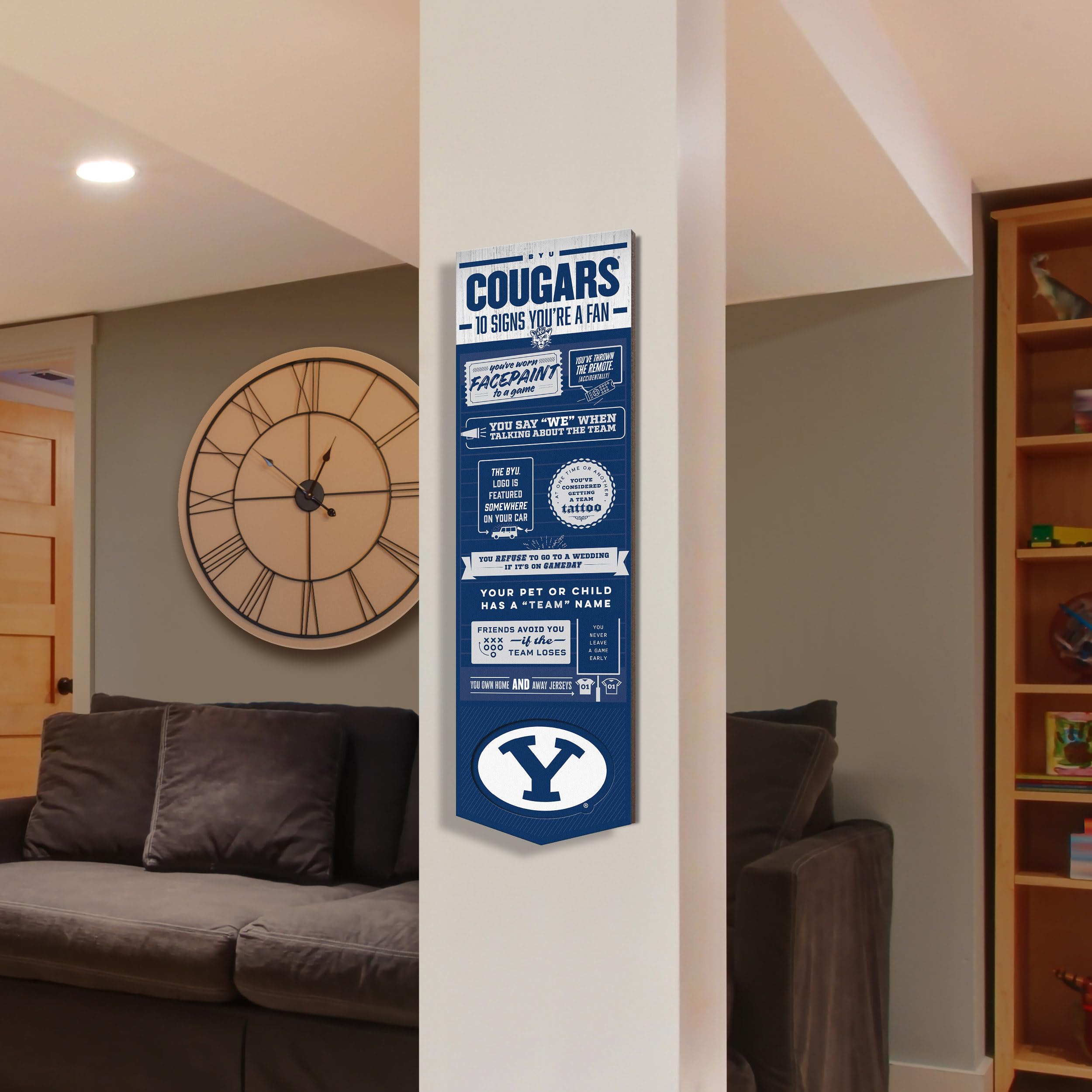 YouTheFan Officially-licensed NCAA BYU Cougars 6x19 Top 10 Signs Banner - humorous descriptions - fun sports fan phrases, original design, indoor team wall decor fan gift - Sports Collectibles, Sports Memorabilia, Sports Fan Shop, Sports Gifts