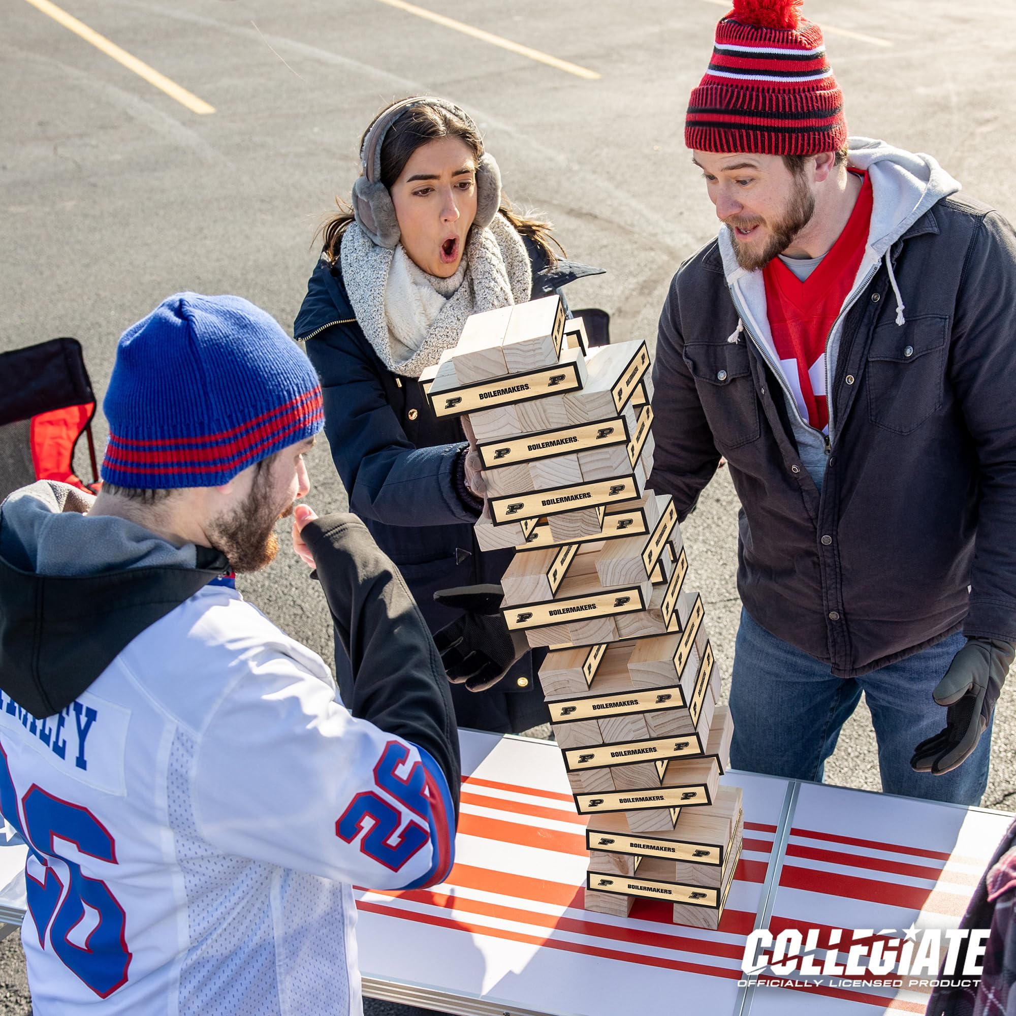 Wild Sports NCAA Purdue Boilermakers Giant Stacking Wooden Blocks – Tumbling Tower Classic Family Game Stacks Over 5 ft. High – Great Gift for Any College Football Fan! - Sports Collectibles, Sports Memorabilia, Sports Fan Shop, Sports Gifts