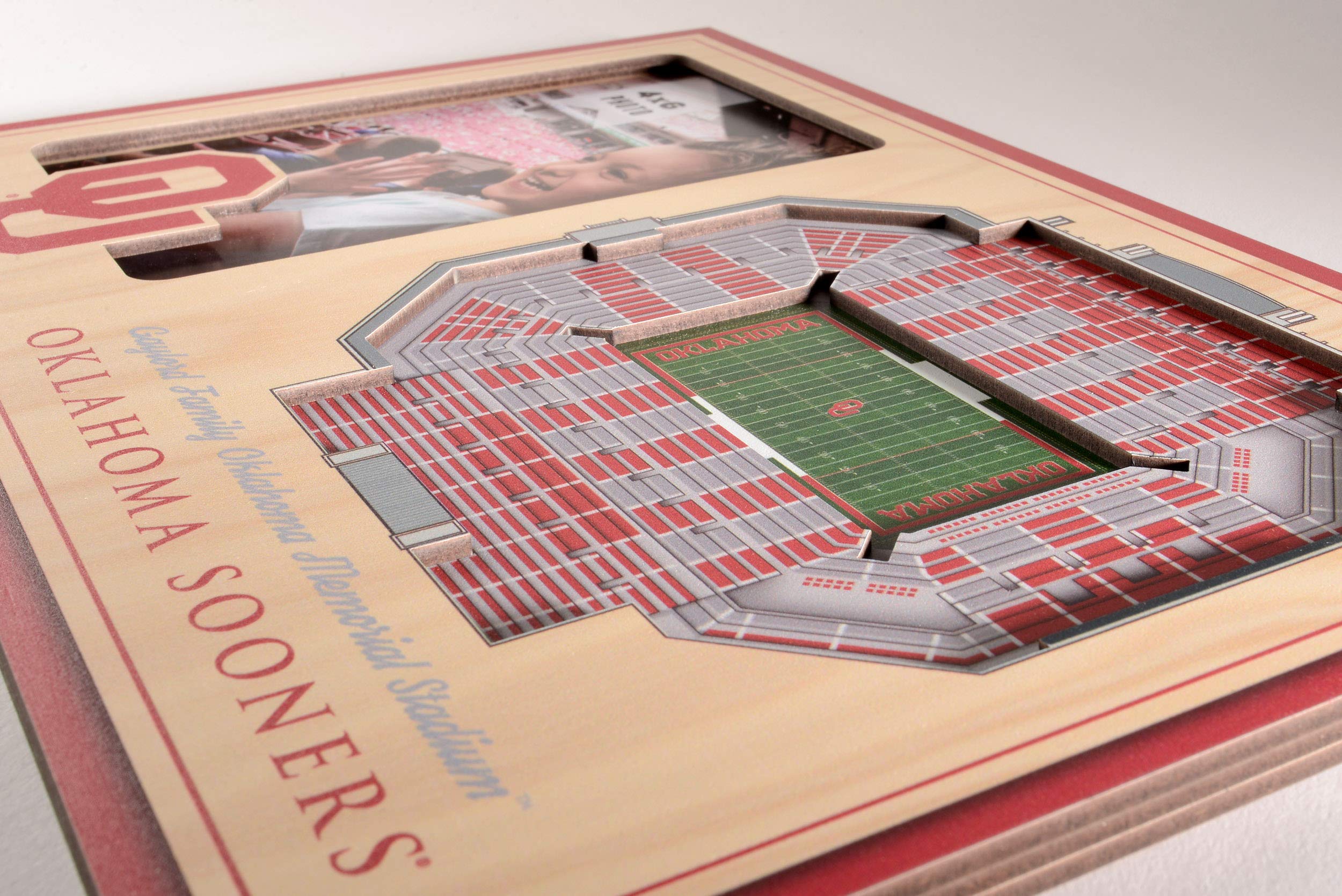 YouTheFan NCAA Oklahoma Sooners 3D StadiumView Picture Frame - Gaylord Family Oklahoma Memorial Stadium, 12" x 8" - Sports Collectibles, Sports Memorabilia, Sports Fan Shop, Sports Gifts