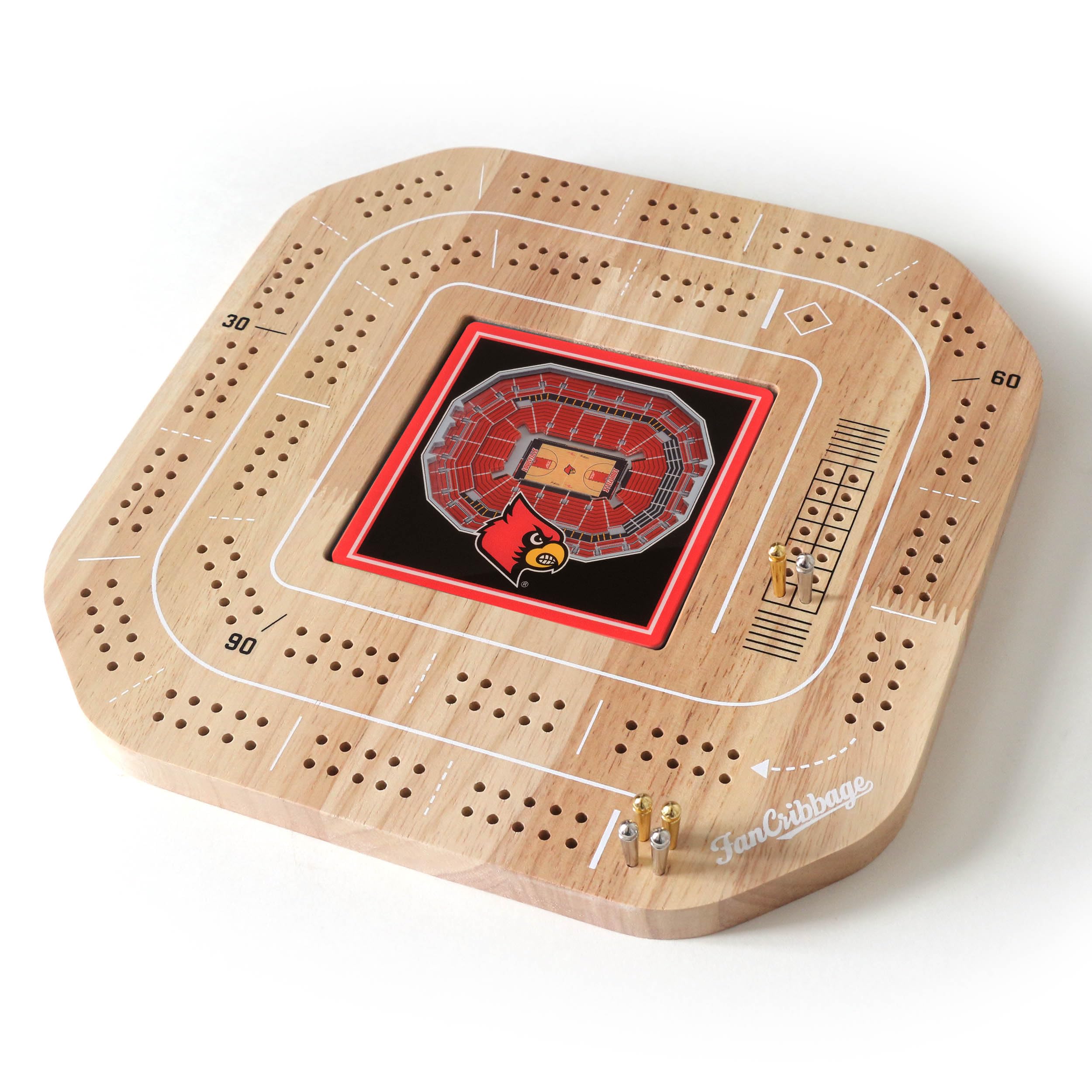 YouTheFan NCAA Louisville Cardinals Licensed Fan Cribbage Wood Board Game - Sports Collectibles, Sports Memorabilia, Sports Fan Shop, Sports Gifts