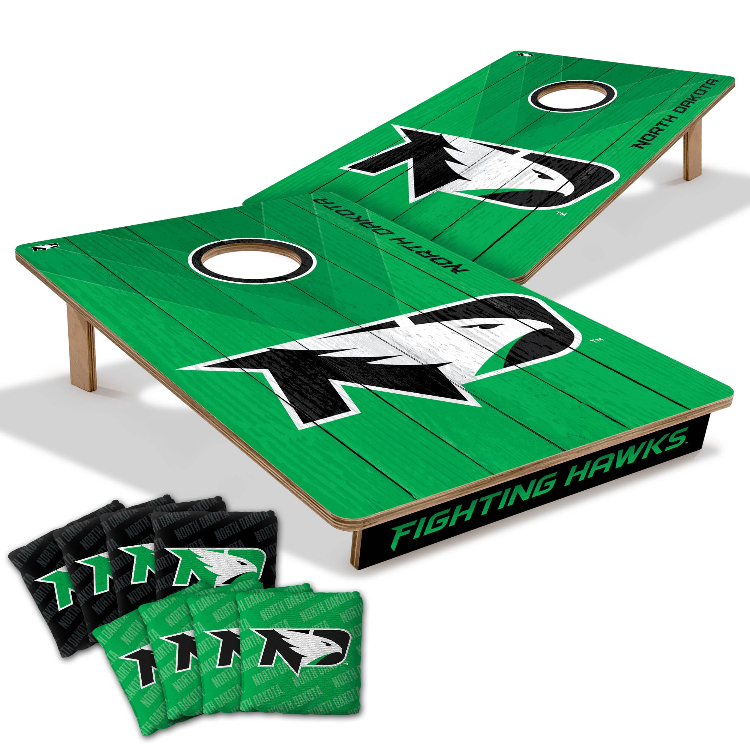 YouTheFan NCAA North Dakota Fighting Hawks 2’ x 3’ Wood Cornhole Game with Logo Bags - Sports Collectibles, Sports Memorabilia, Sports Fan Shop, Sports Gifts