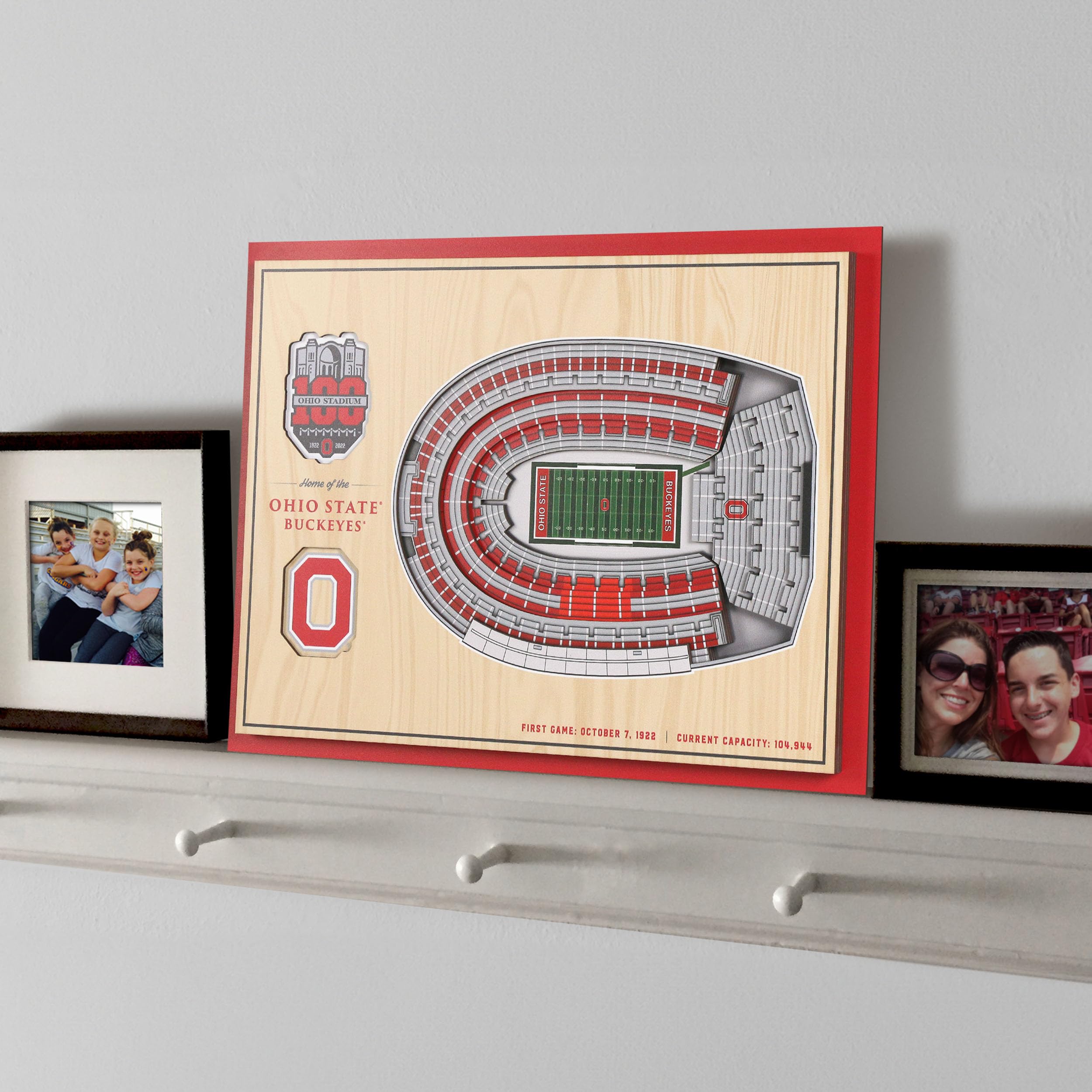 YouTheFan NCAA Ohio State Buckeyes 100th 5-Layer StadiumView 3D Wall Art - Ohio Stadium - Sports Collectibles, Sports Memorabilia, Sports Fan Shop, Sports Gifts