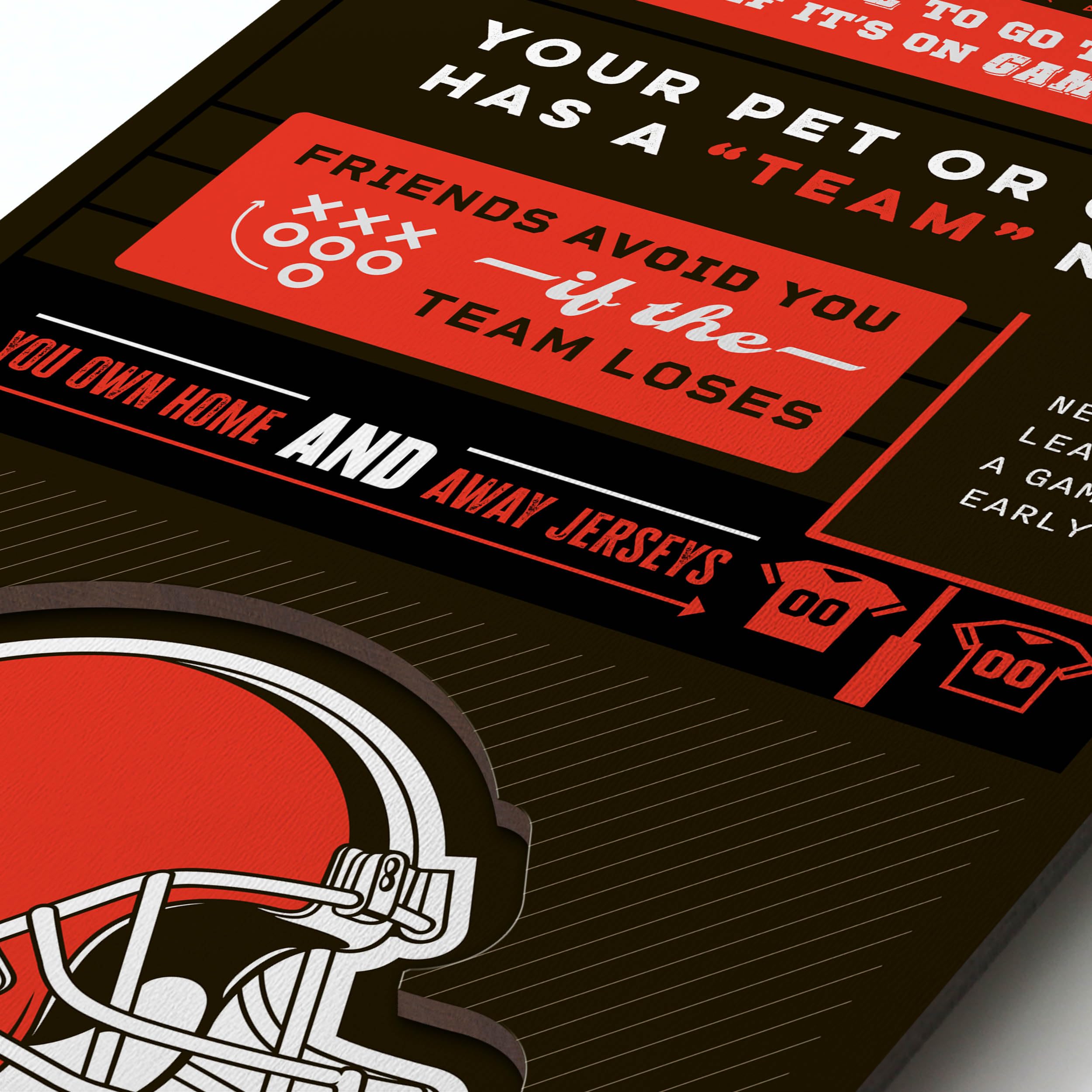 YouTheFan Officially-licensed NFL Cleveland Browns 6x19 Top 10 Signs Banner - humorous descriptions - fun sports fan phrases, original design, indoor team wall decor fan gift - Sports Collectibles, Sports Memorabilia, Sports Fan Shop, Sports Gifts