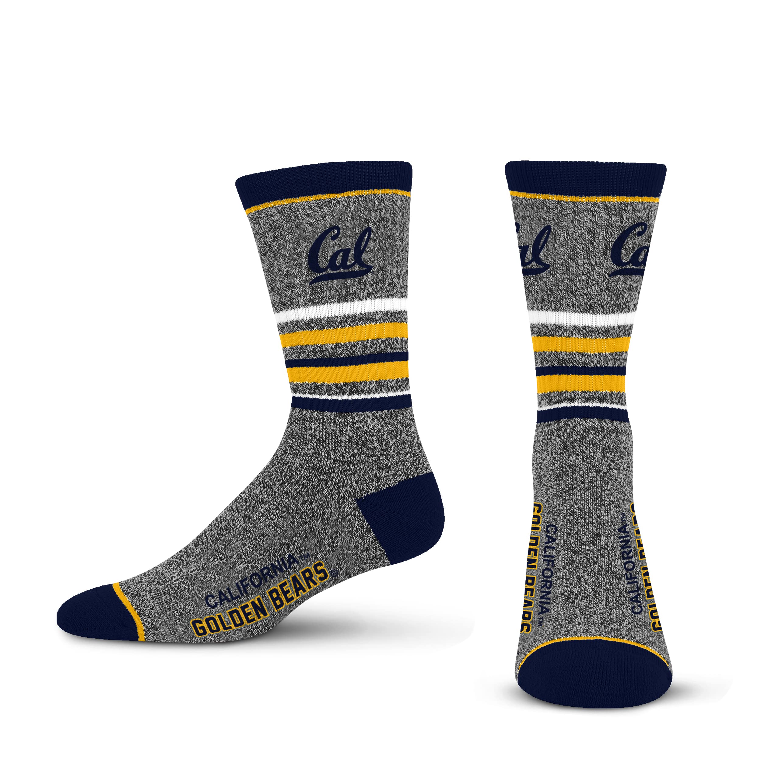 For Bare Feet Mens NCAA California Golden Bears 5 Star Crew Sock Marble Grey Large - Sports Gifts, Sports Memorabilia, Sports Collectibles, Fan Shop