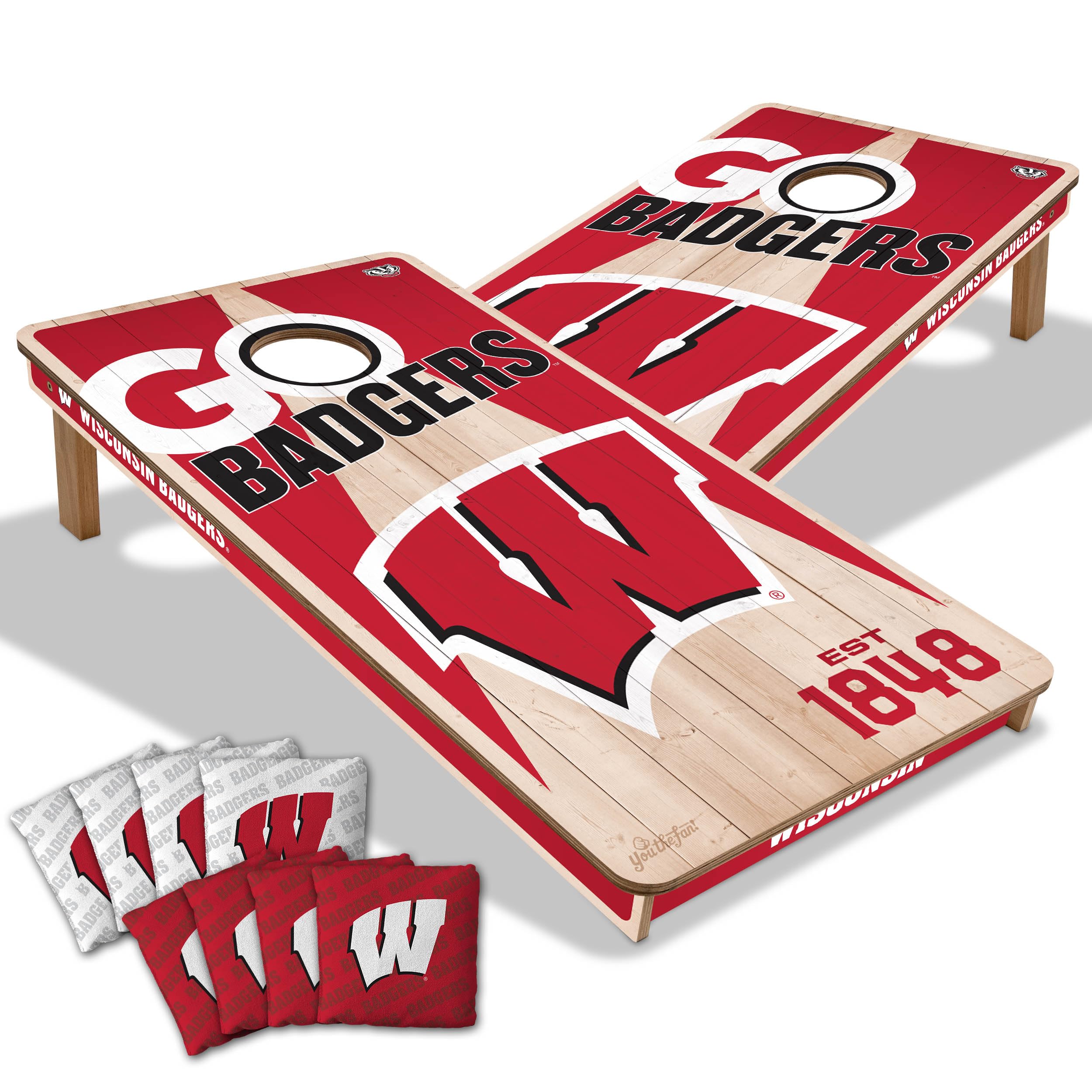 YouTheFan NCAA Wisconsin Badgers 2’ x 4’ Professional Wood Cornhole Game with Logo Bags - Sports Collectibles, Sports Memorabilia, Sports Fan Shop, Sports Gifts