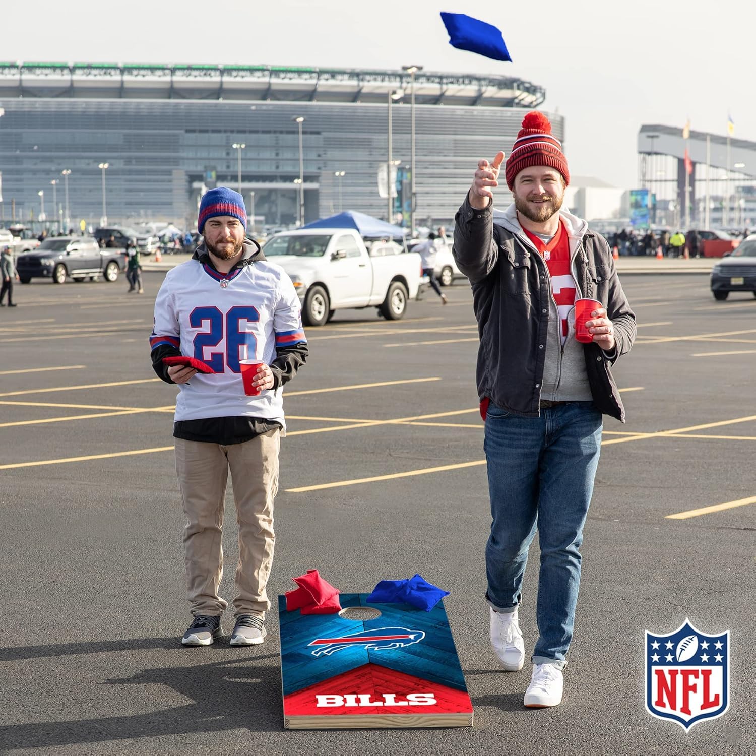 Wild Sports NFL Buffalo Bills 2' x 4' Regulation Size Solid Wood Cornhole Set with Direct Print HD Team Graphics - Sports Collectibles, Sports Memorabilia, Sports Fan Shop, Sports Gifts